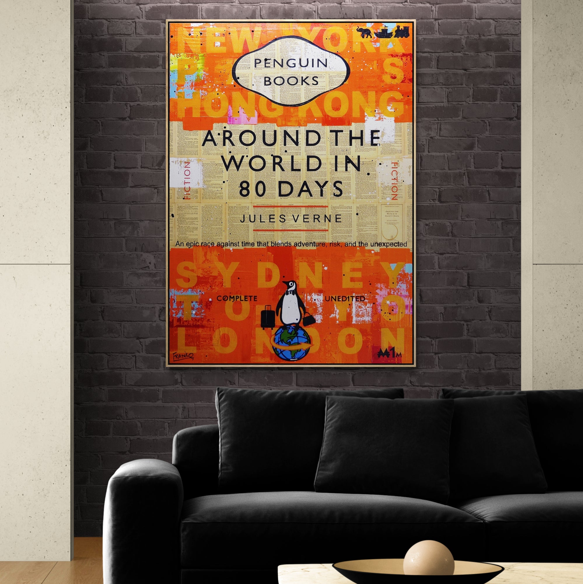 80 Days 100cm x 140cm Urban Pop Book Club Painting (SOLD)-book club-[Franko_Artist]-[The_Block]-[Dream_Homes]-[ideas]-[Grand_Designs]-[Art_Lover]-Franklin Art Studio