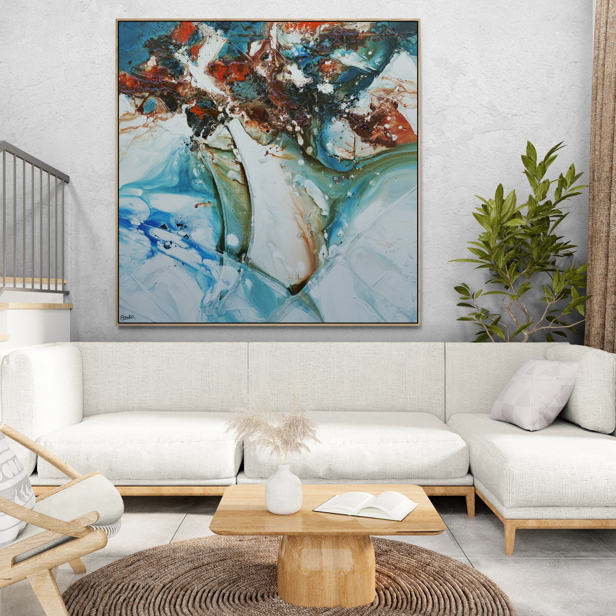 Midnight Denim 150cm x 150cm Rustic Blue Textured Abstract Painting (SOLD)-Abstract-[Franko_Artist]-[Australian_artist]-[Gold_Coast]-[Brisbane]-[modern]-[contemporary]-[original]-[Large_artwork]-[The_Block]-[Dream_Homes]-[ideas]-[Grand_Designs]-[Art_Lover]-Franklin Art Studio