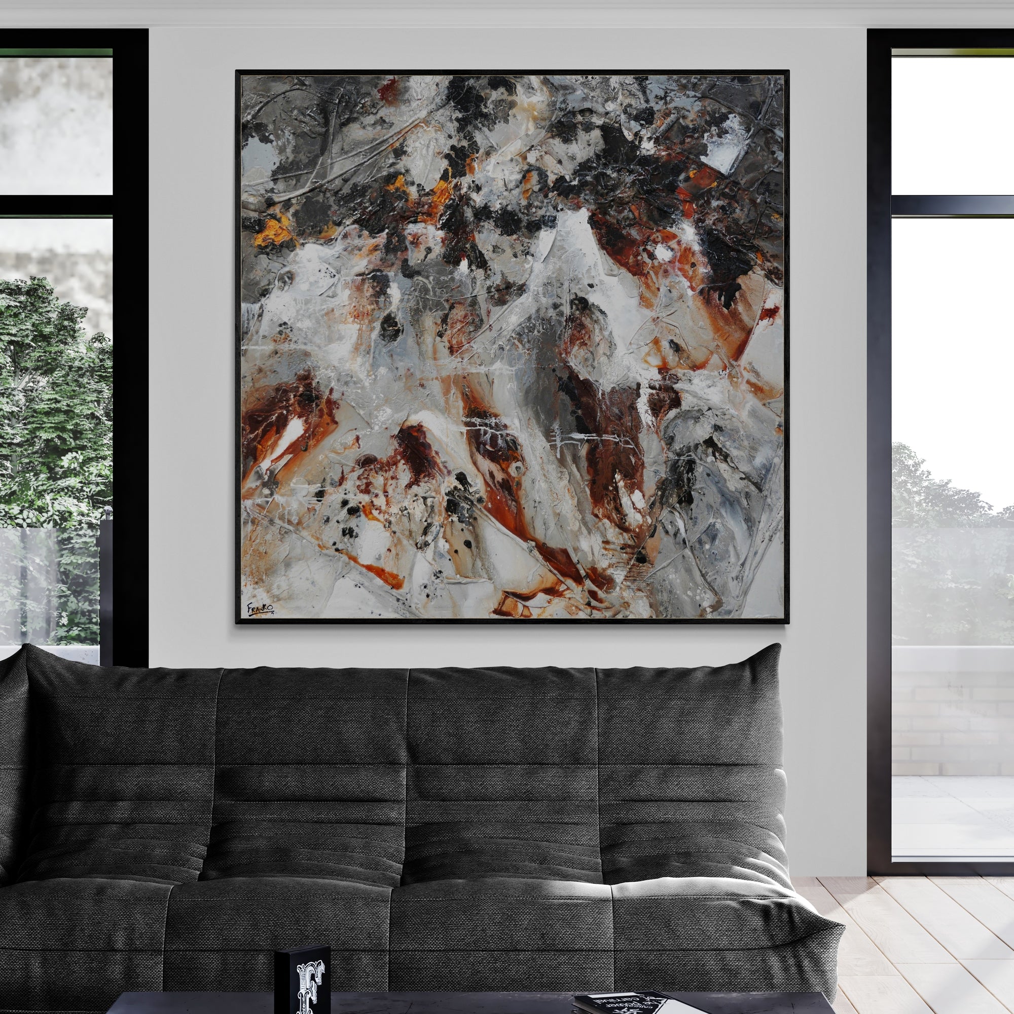 Nara Oxide 150cm x 150cm Rustic Textured Abstract Painting (SOLD)-Abstract-[Franko_Artist]-[Australian_artist]-[Gold_Coast]-[Brisbane]-[modern]-[contemporary]-[original]-[Large_artwork]-[The_Block]-[Dream_Homes]-[ideas]-[Grand_Designs]-[Art_Lover]-Franklin Art Studio