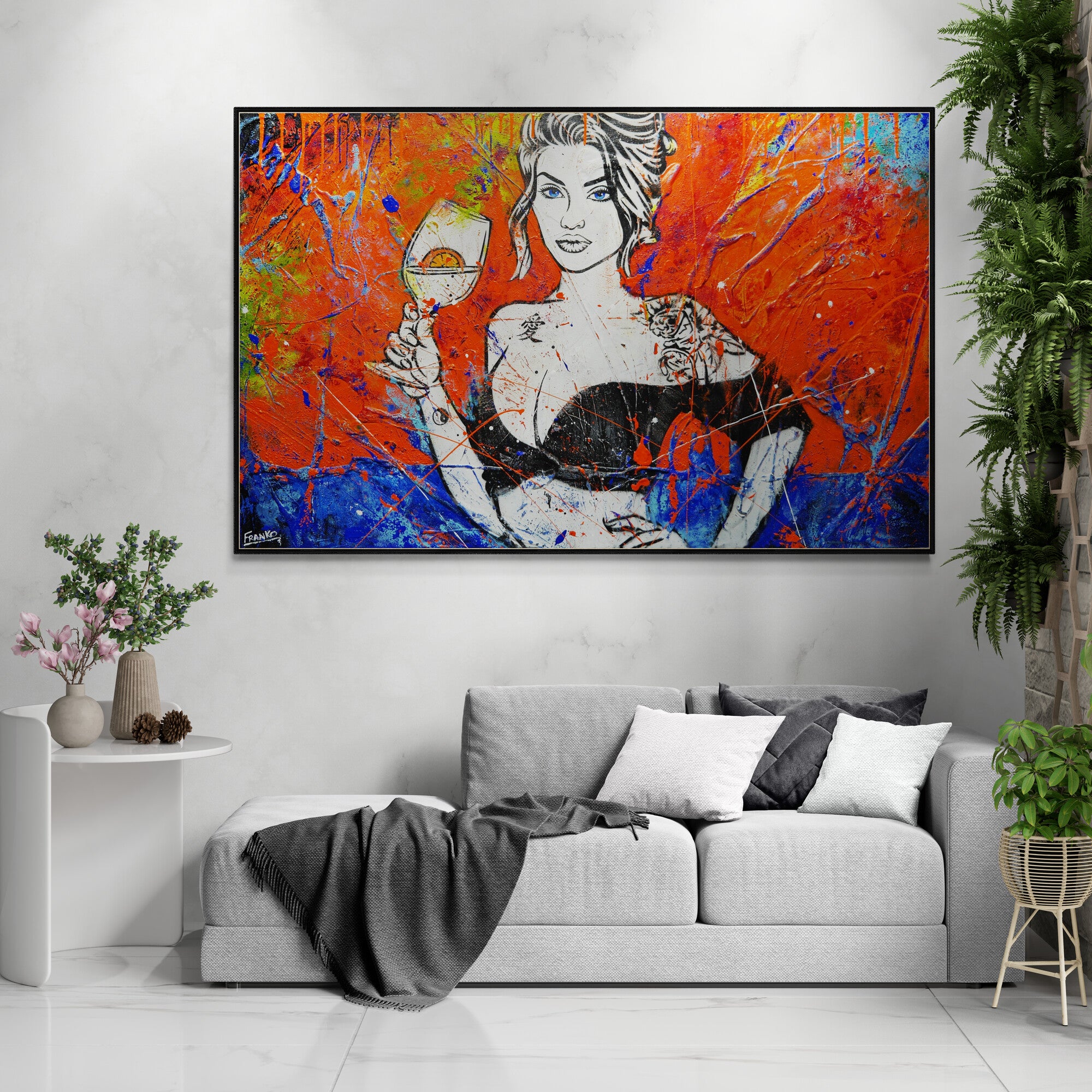 Sangria 160cm x 100cm Sexy Textured Street Art Painting (SOLD)-Urban Pop Art-[Franko_Artist]-[The_Block]-[Dream_Homes]-[ideas]-[Grand_Designs]-[Art_Lover]-Franklin Art Studio