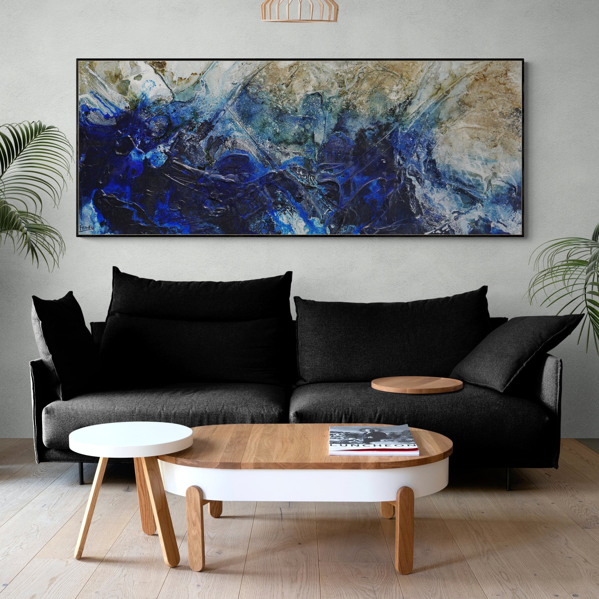 Blue Genesis 200cm x 80cm Rustic Textured Abstract Painting-Abstract-[Franko_Artist]-[Australian_artist]-[Gold_Coast]-[Brisbane]-[modern]-[contemporary]-[original]-[Large_artwork]-[The_Block]-[Dream_Homes]-[ideas]-[Grand_Designs]-[Art_Lover]-Franklin Art Studio
