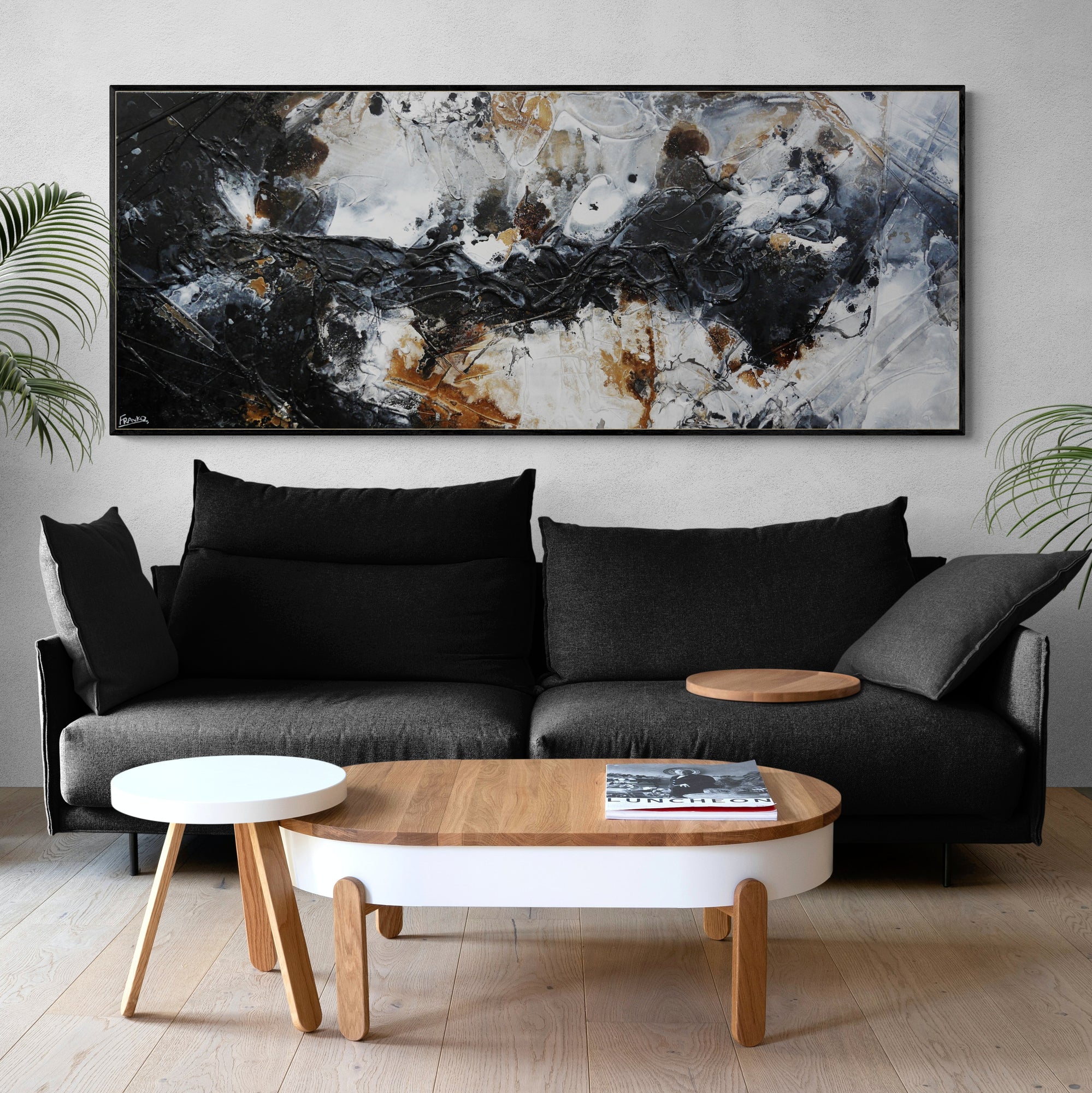 Charcoal and Ice 200cm x 80cm Textured Abstract Painting (SOLD)-Abstract-[Franko_Artist]-[Australian_artist]-[Gold_Coast]-[Brisbane]-[modern]-[contemporary]-[original]-[Large_artwork]-[The_Block]-[Dream_Homes]-[ideas]-[Grand_Designs]-[Art_Lover]-Franklin Art Studio