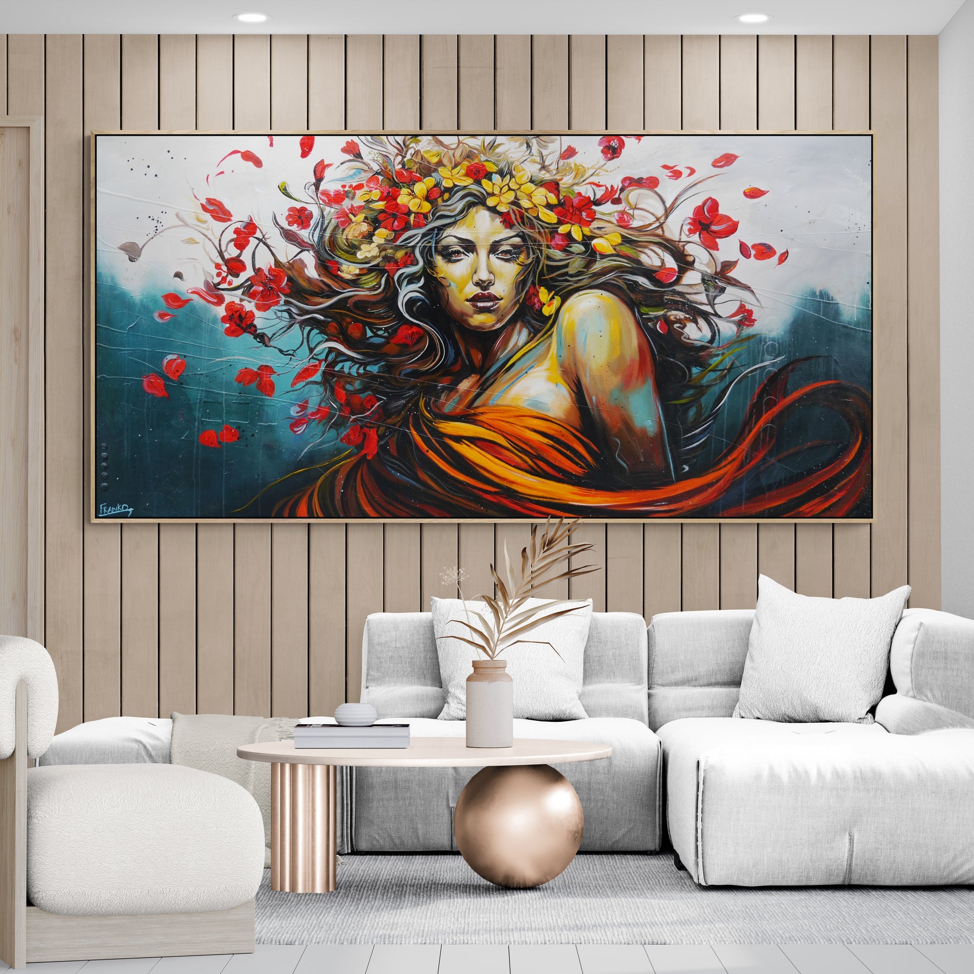 Aphrodite 240cm x 120cm Abstract Realism Textured Framed Painting (SOLD)-people-[Franko_Artist]-[Australian_artist]-[Gold_Coast]-[Brisbane]-[modern]-[contemporary]-[original]-[Large_artwork]-[The_Block]-[Dream_Homes]-[ideas]-[Grand_Designs]-[Art_Lover]-Franklin Art Studio
