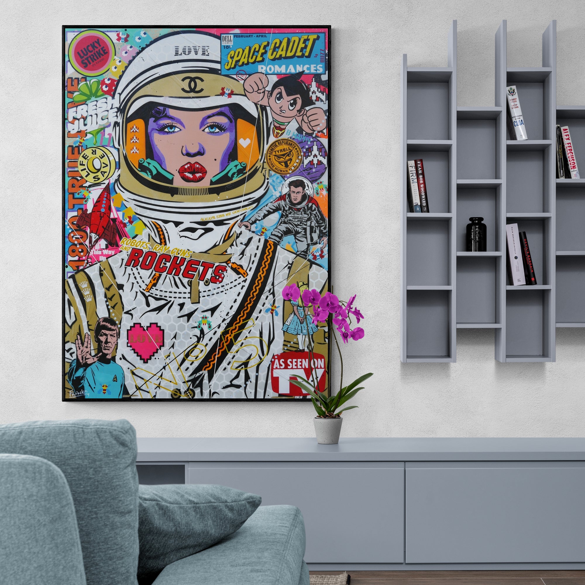 Lavender Cadet 100cm x 140cm Textured Urban Pop Art Painting-Urban Pop Art-[Franko_Artist]-[Australian_artist]-[Gold_Coast]-[Brisbane]-[modern]-[contemporary]-[original]-[Large_artwork]-[The_Block]-[Dream_Homes]-[ideas]-[Grand_Designs]-[Art_Lover]-Franklin Art Studio