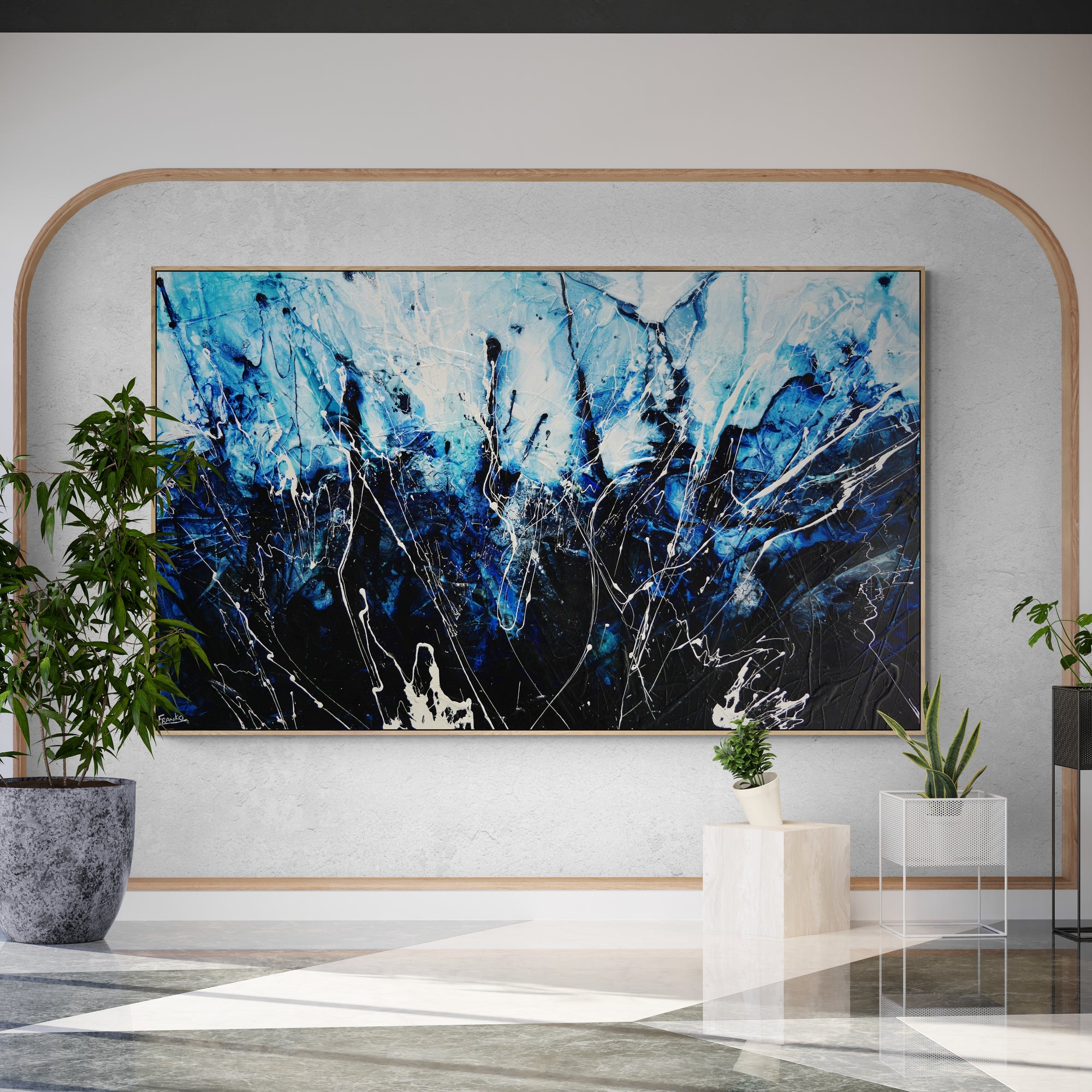 Expanding Evolution 250cm x 150cm Blue Textured Abstract Painting (SOLD)-Abstract-[Franko_Artist]-[Australian_artist]-[Gold_Coast]-[Brisbane]-[modern]-[contemporary]-[original]-[Large_artwork]-[The_Block]-[Dream_Homes]-[ideas]-[Grand_Designs]-[Art_Lover]-Franklin Art Studio