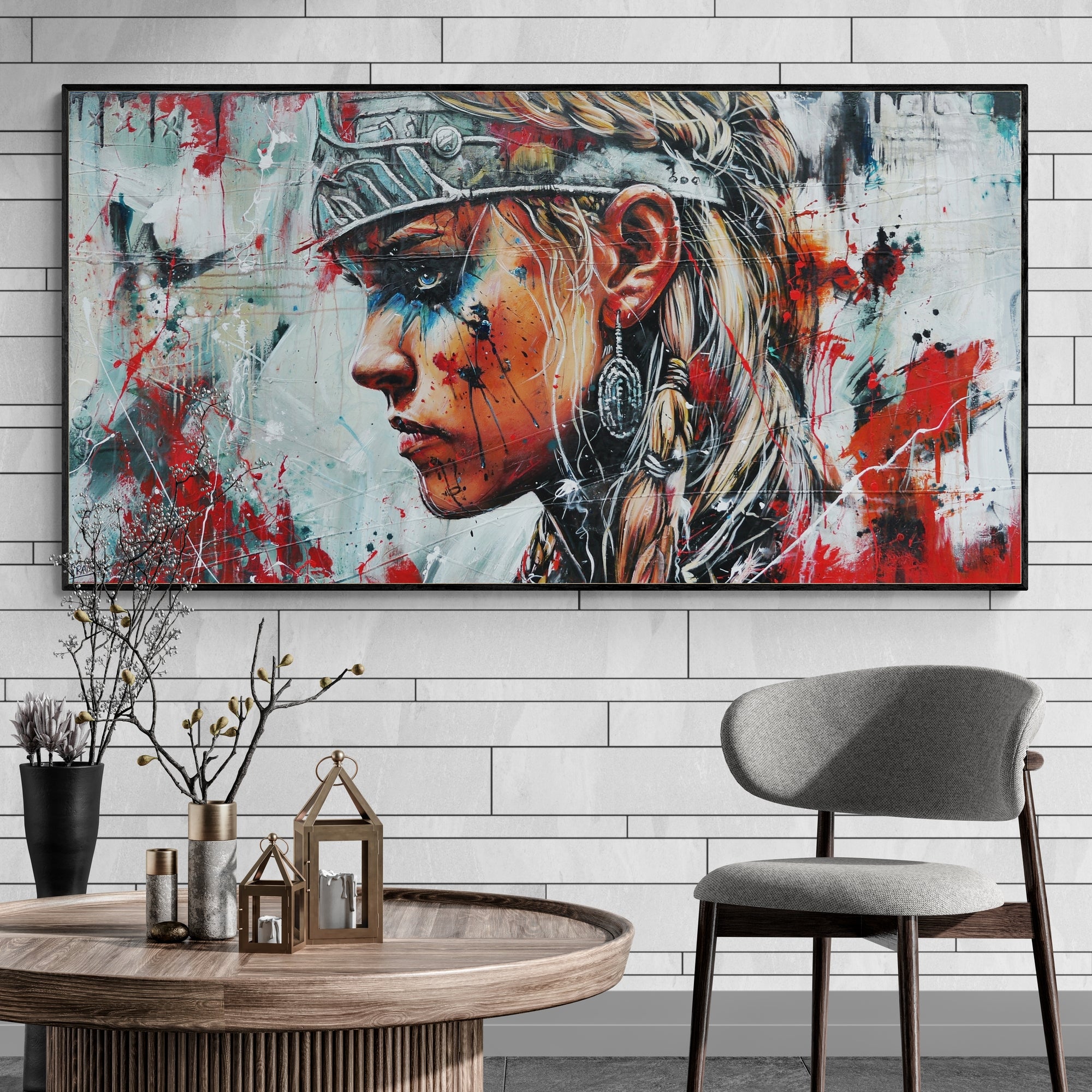Tyra 190cm x 100cm Brave and Beautiful Abstract Framed Textured Painting (SOLD)-people-[Franko_Artist]-[Australian_artist]-[Gold_Coast]-[Brisbane]-[modern]-[contemporary]-[original]-[Large_artwork]-[The_Block]-[Dream_Homes]-[ideas]-[Grand_Designs]-[Art_Lover]-Franklin Art Studio