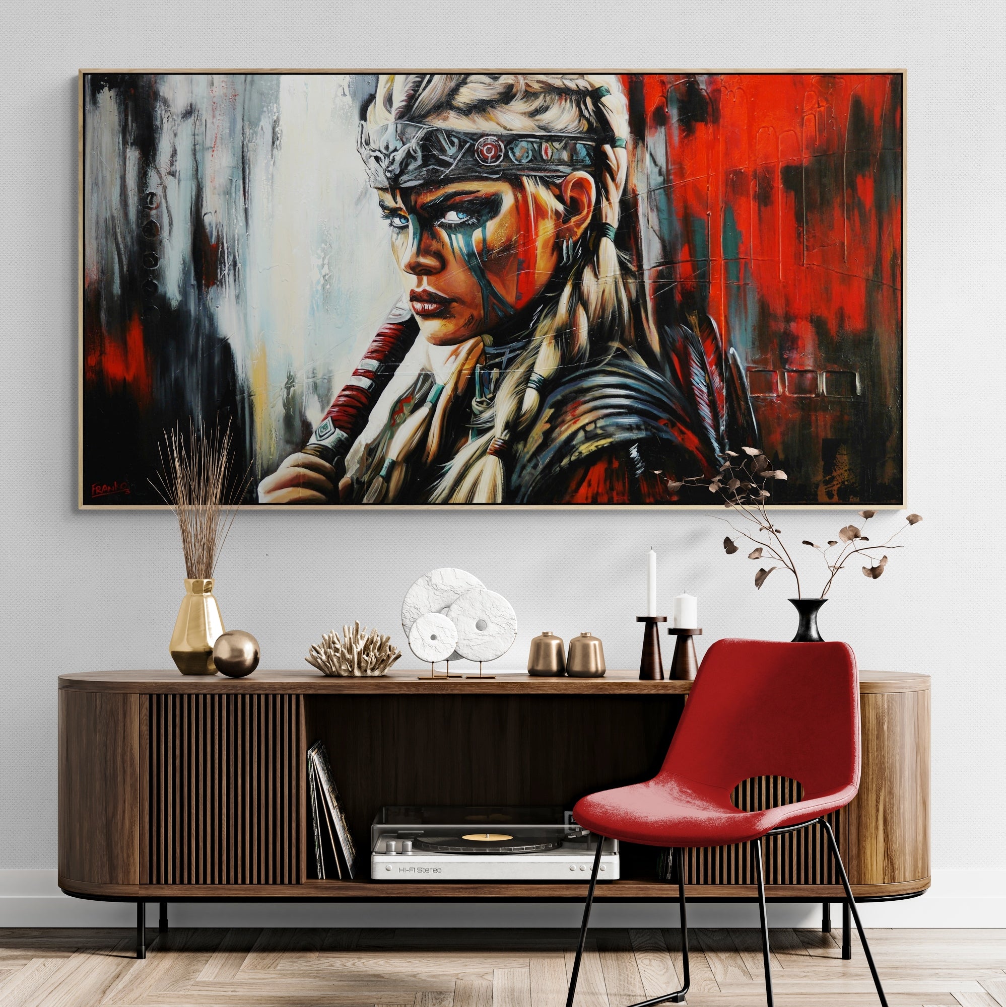 Valkyrie 190cm x 100cm FRAMED Abstract Realism Textured Painting