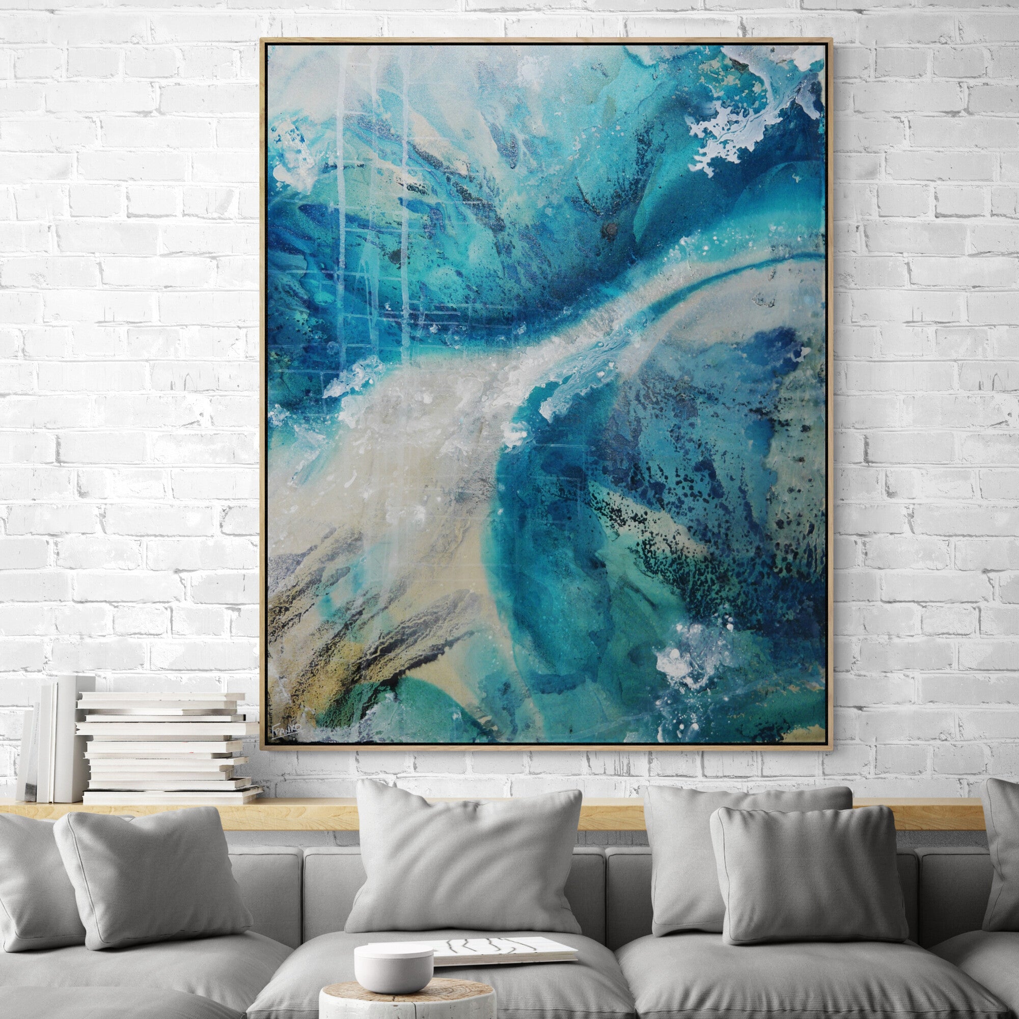 Refined 182 120cm x 150cm Turquoise Malt Blended Abstract Painting (SOLD)-Abstract-[Franko_Artist]-[Australian_artist]-[Gold_Coast]-[Brisbane]-[modern]-[contemporary]-[original]-[Large_artwork]-[The_Block]-[Dream_Homes]-[ideas]-[Grand_Designs]-[Art_Lover]-Franklin Art Studio