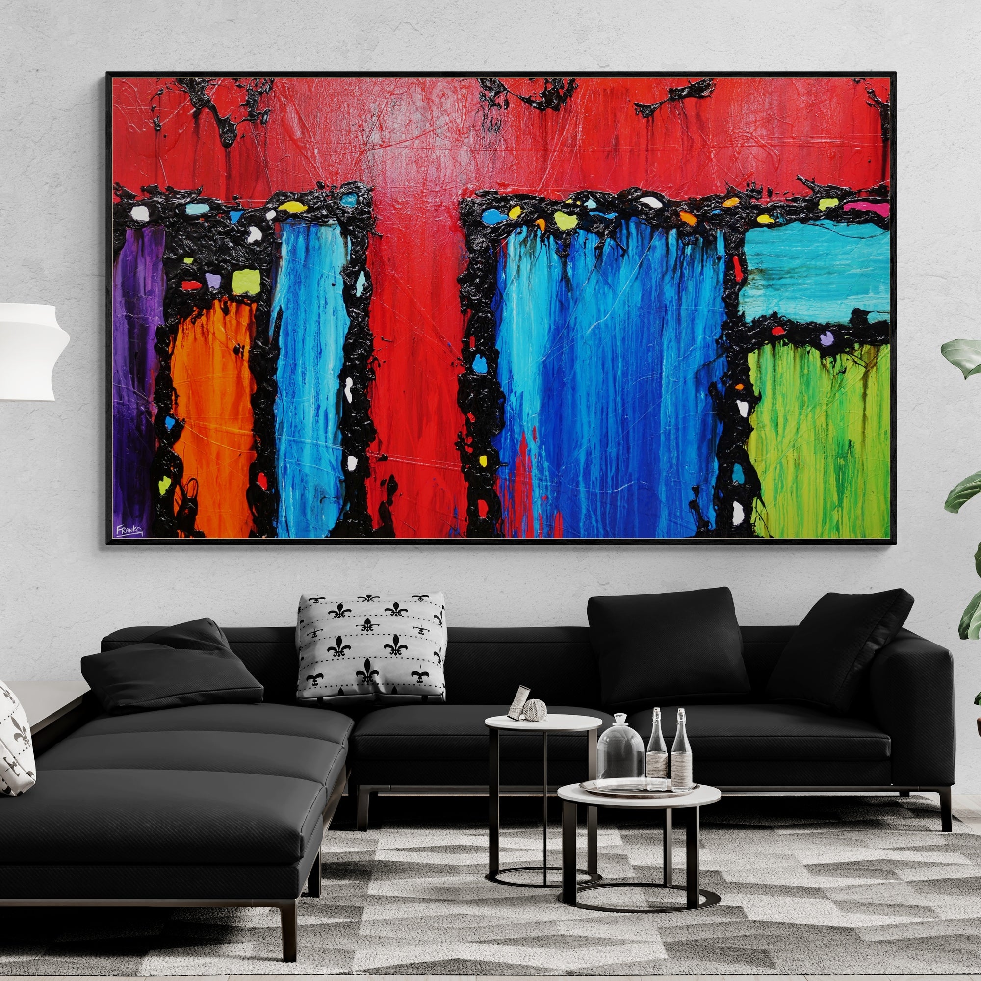 Circus Extravaganza 250cm x 150cm Red Textured Abstract Painting (SOLD)-Abstract-[Franko_Artist]-[Australian_artist]-[Gold_Coast]-[Brisbane]-[modern]-[contemporary]-[original]-[Large_artwork]-[The_Block]-[Dream_Homes]-[ideas]-[Grand_Designs]-[Art_Lover]-Franklin Art Studio