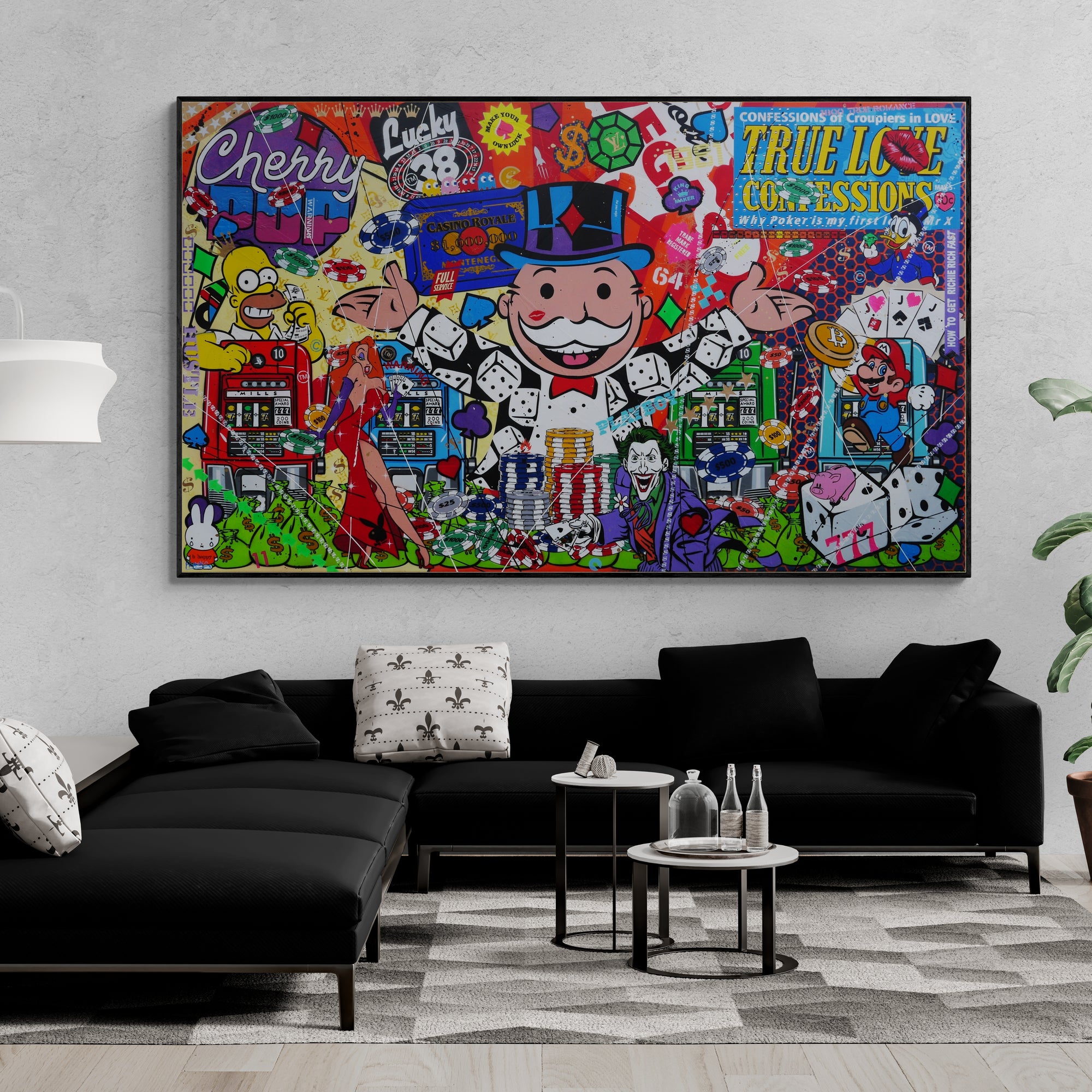 update alt-text with template Bandits 250cm x 150cm Monopoly Man Textured Urban Pop Art Spray Paint Painting-Urban Pop Art-[Franko_Artist]-[The_Block]-[Dream_Homes]-[ideas]- [Grand_Designs]-Franklin Art Studio