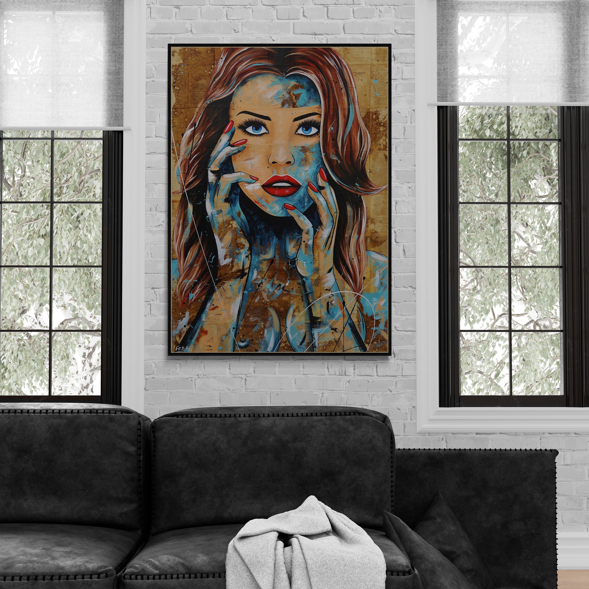 Crave 140cm x 100cm Sexy Woman Abstract Realism Book Club Painting (SOLD)-book club-[Franko_Artist]-[The_Block]-[Dream_Homes]-[ideas]-[Grand_Designs]-[Art_Lover]-Franklin Art Studio
