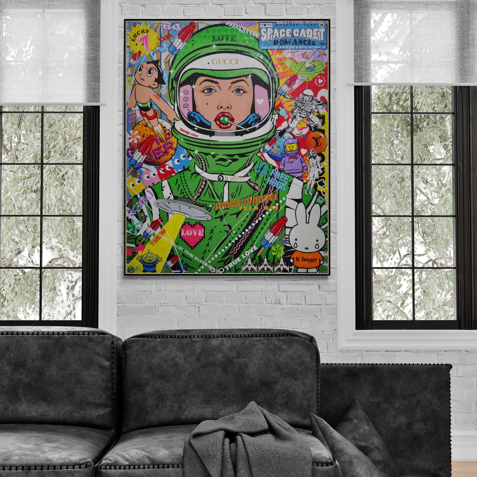 Stellar Cadet 120cm x 150cm Space Cadet Textured Urban Pop Art Painting (SOLD)-Urban Pop Art-[Franko_Artist]-[The_Block]-[Dream_Homes]-[ideas]-[Grand_Designs]-[Art_Lover]-Franklin Art Studio