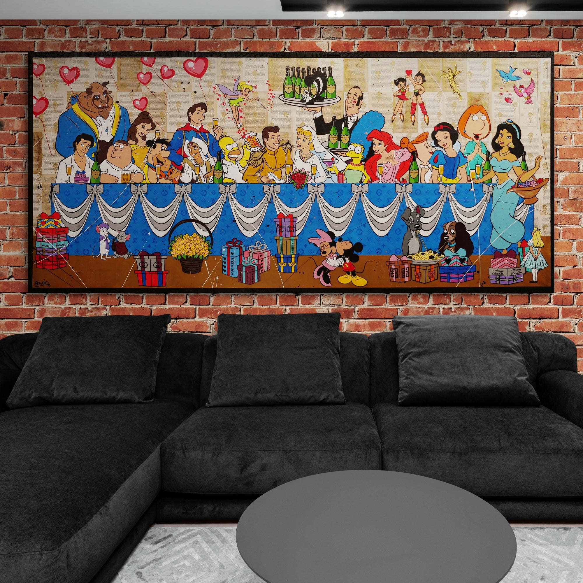 The Wedding of the Century 270cm x 120cm Cinderella Wedding Urban Pop Book Club Painting (SOLD)-book club-[Franko_Artist]-[Australian_artist]-[Gold_Coast]-[Brisbane]-[modern]-[contemporary]-[original]-[Large_artwork]-[The_Block]-[Dream_Homes]-[ideas]-[Grand_Designs]-[Art_Lover]-Franklin Art Studio