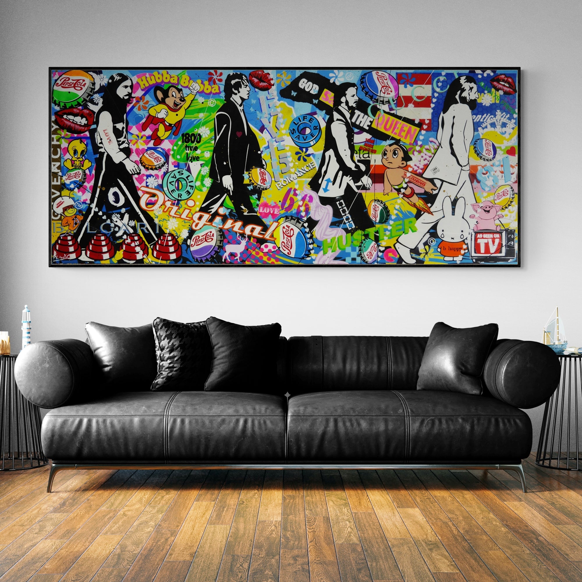 Love Love Love ... 240cm x 100cm The Beatles Textured Urban Pop Art Painting (SOLD)-Urban Pop Art-[Franko_Artist]-[Australian_artist]-[Gold_Coast]-[Brisbane]-[modern]-[contemporary]-[original]-[Large_artwork]-[The_Block]-[Dream_Homes]-[ideas]-[Grand_Designs]-[Art_Lover]-Franklin Art Studio