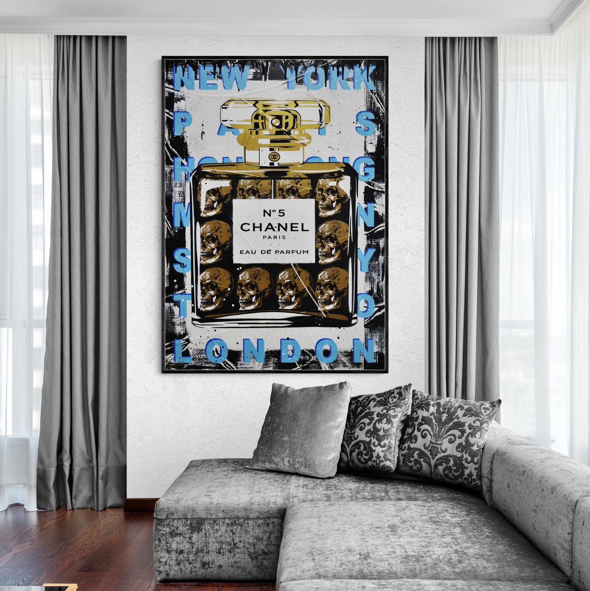 The New Fragrance 140cm x 100cm Perfume Bottle Textured Urban Pop Art Painting (SOLD)-Urban Pop Art-[Franko_Artist]-[Australian_artist]-[Gold_Coast]-[Brisbane]-[modern]-[contemporary]-[original]-[Large_artwork]-[The_Block]-[Dream_Homes]-[ideas]-[Grand_Designs]-[Art_Lover]-Franklin Art Studio