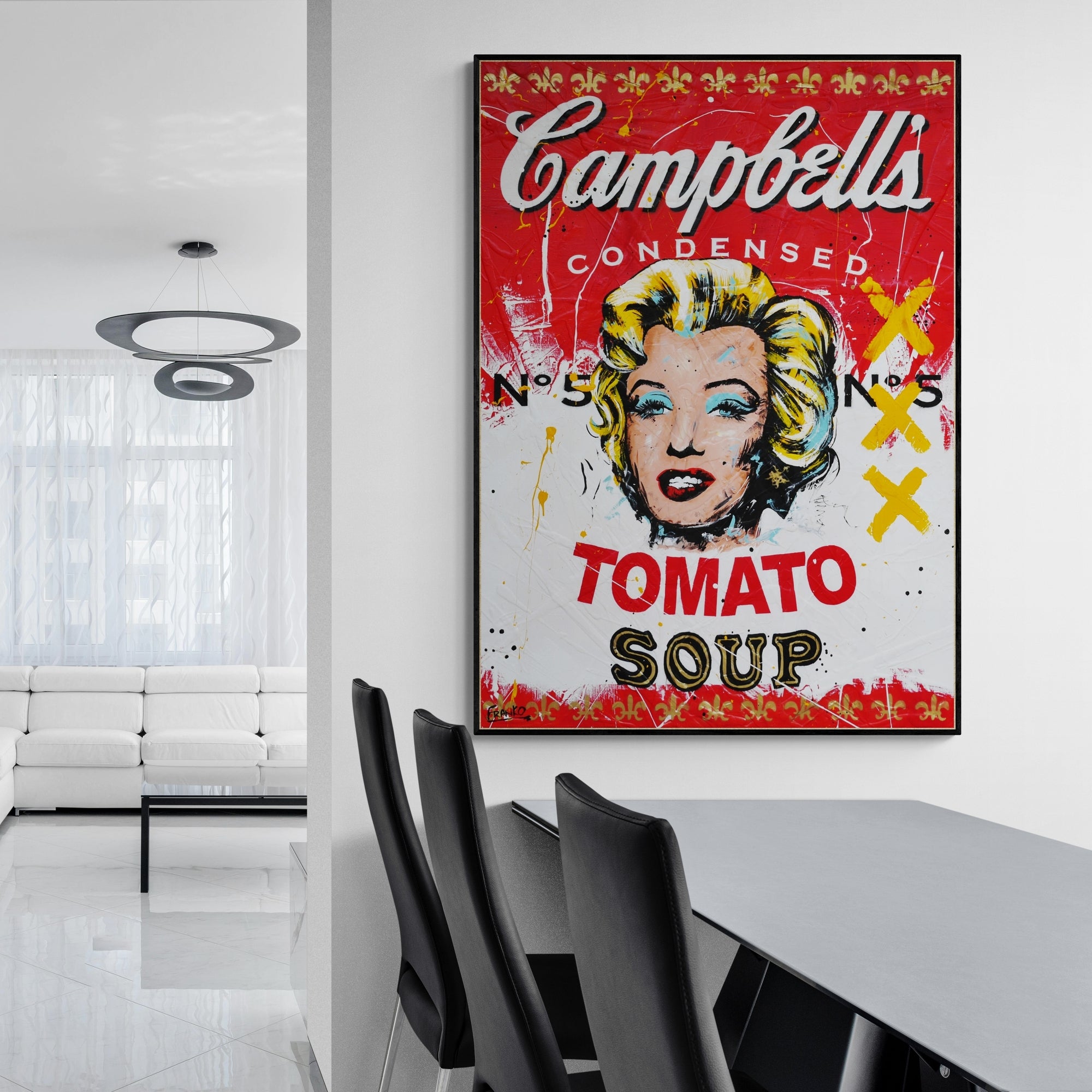 Campbell's Marilyn 100cm x 140cm Campbell's Soup Textured Urban Pop Art Painting (SOLD)-Urban Pop Art-[Franko_Artist]-[The_Block]-[Dream_Homes]-[ideas]-[Grand_Designs]-[Art_Lover]-Franklin Art Studio