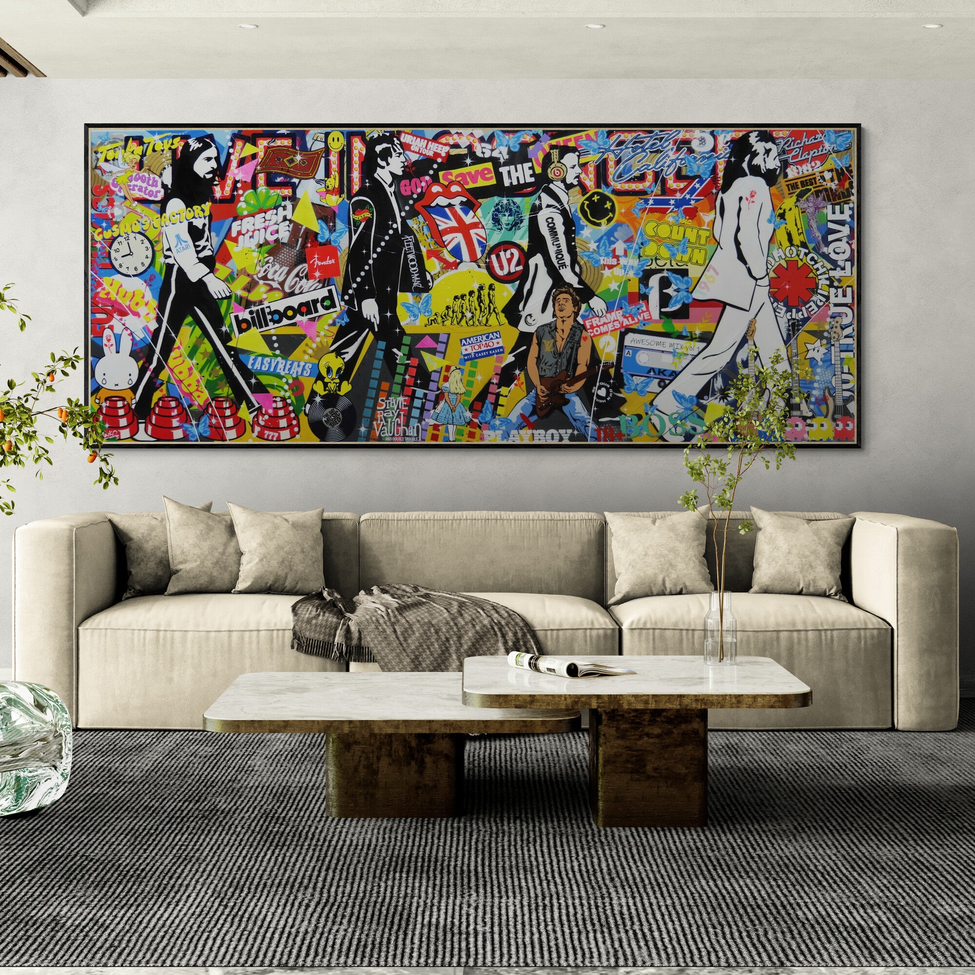 The Beatles N Beats 240cm x 100cm Music Textured Urban Pop Art Painting