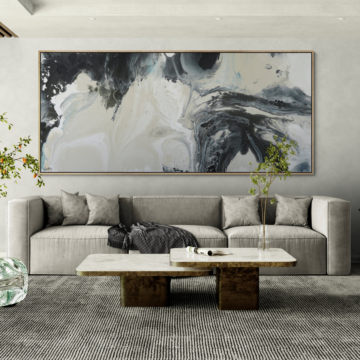 Refined 868 270cm x 120cm Blended Ink Abstract Painting