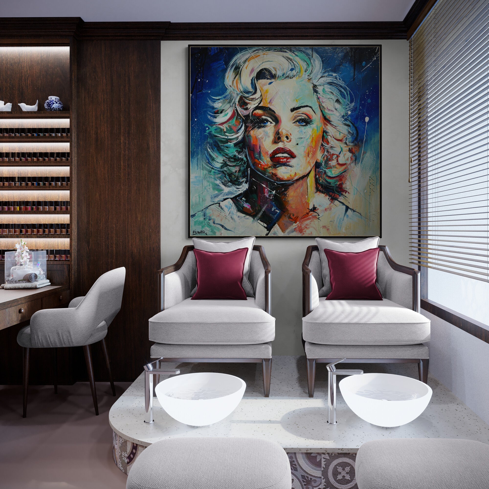 Teal Blond 120cm x 120cm Marilyn Munroe Textured Abstract Realism Painting (SOLD)