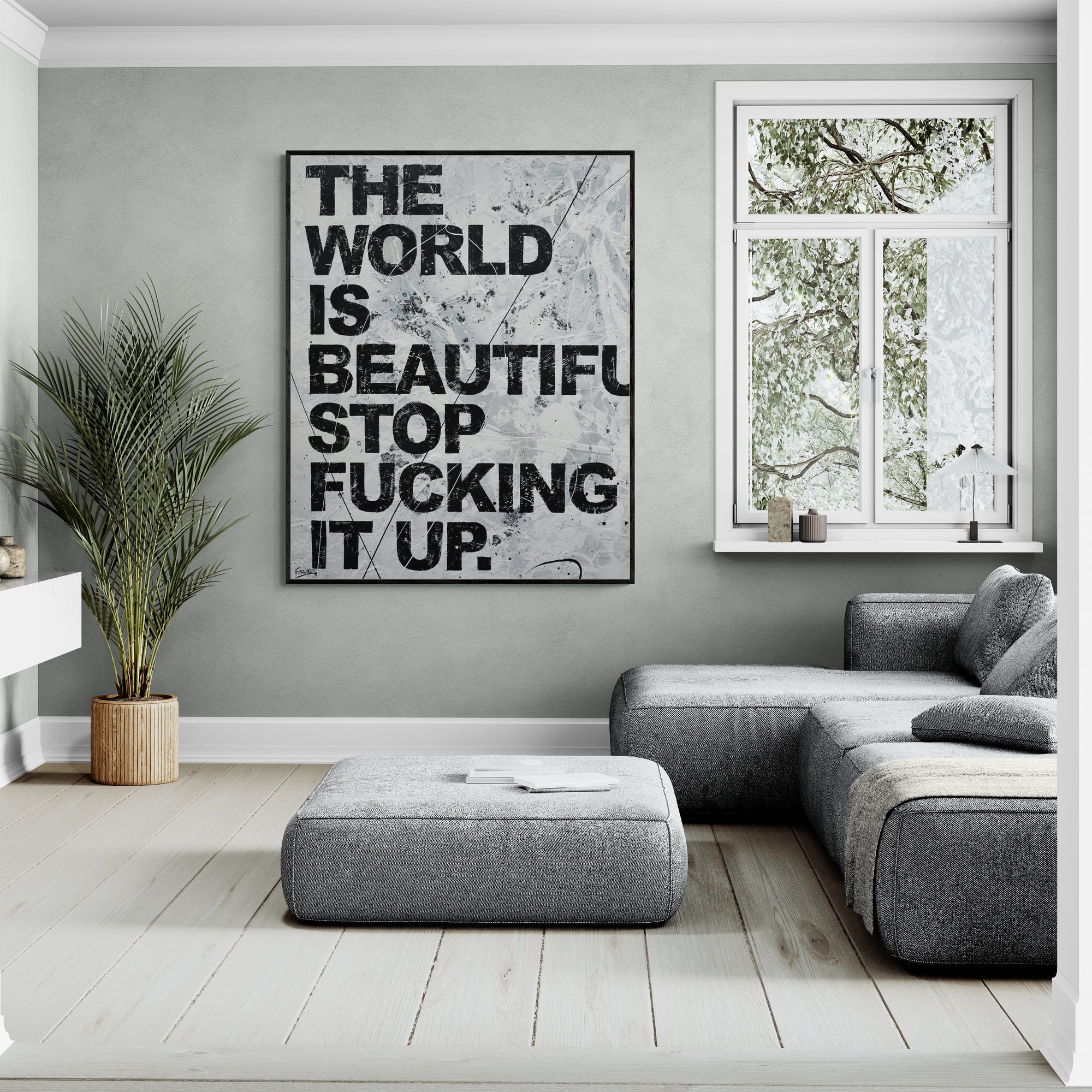 Beautiful World 120cm x 150cm Textured Urban Pop Art Painting-Urban Pop Art-[Franko_Artist]-[Australian_artist]-[Gold_Coast]-[Brisbane]-[modern]-[contemporary]-[original]-[Large_artwork]-[The_Block]-[Dream_Homes]-[ideas]-[Grand_Designs]-[Art_Lover]-Franklin Art Studio