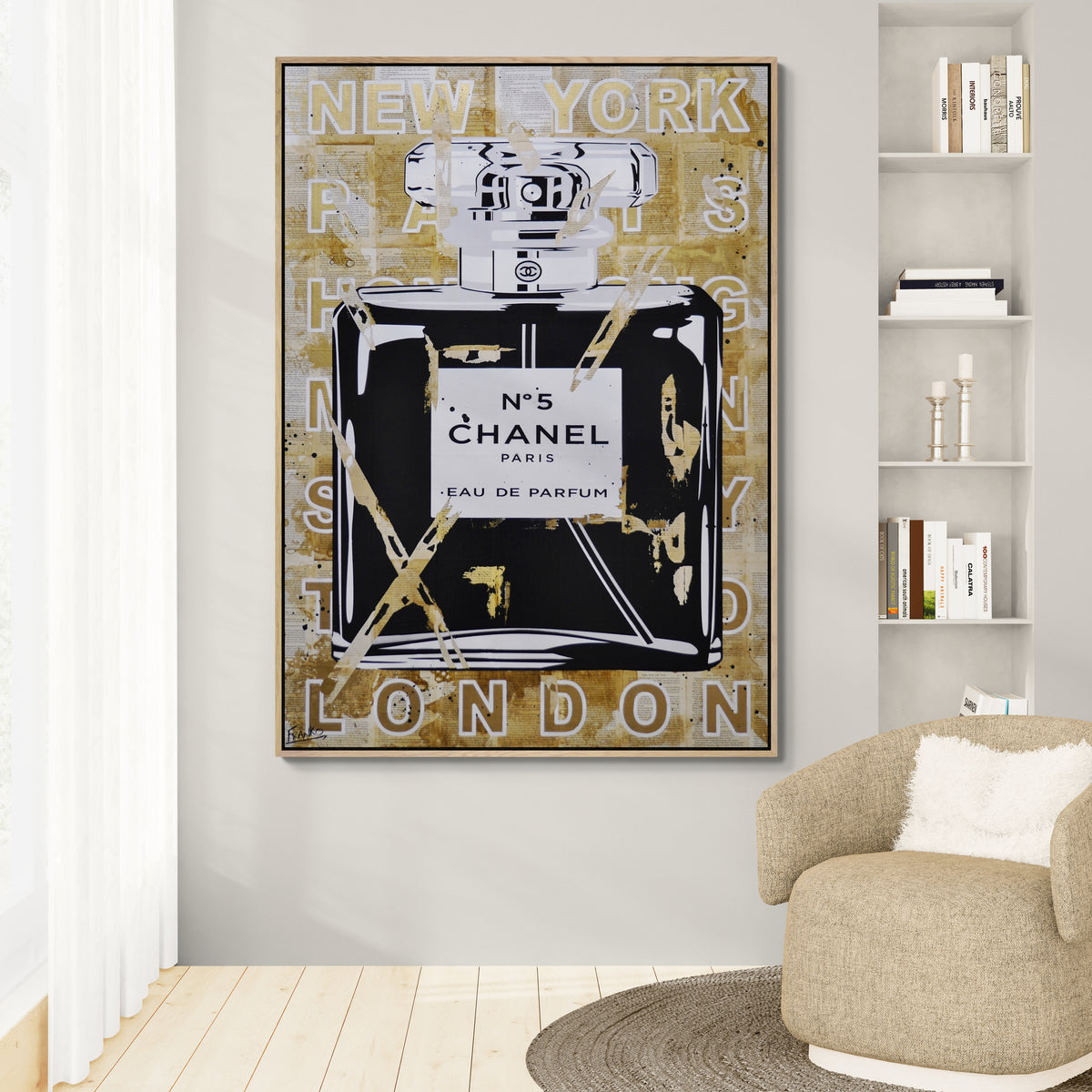 Destructured Elegance 140cm x 100cm Perfume Book Pages Urban Pop Art Painting