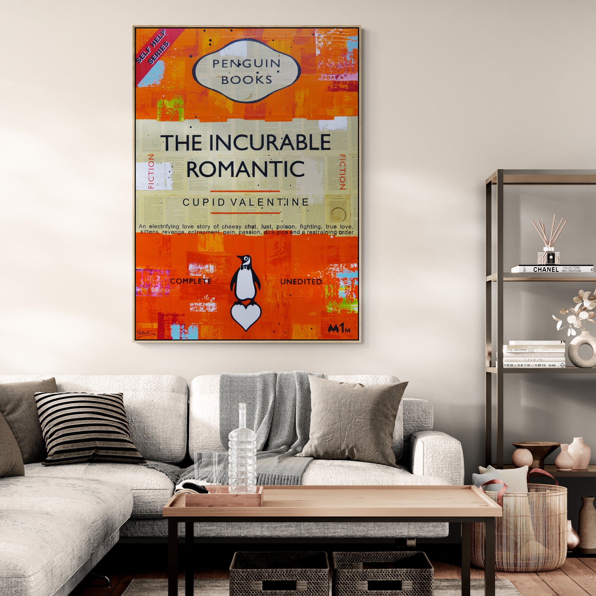Romancing 100cm x 140cm Urban Pop Book Club Painting (SOLD)-book club-[Franko_Artist]-[Australian_artist]-[Gold_Coast]-[Brisbane]-[modern]-[contemporary]-[original]-[Large_artwork]-[The_Block]-[Dream_Homes]-[ideas]-[Grand_Designs]-[Art_Lover]-Franklin Art Studio