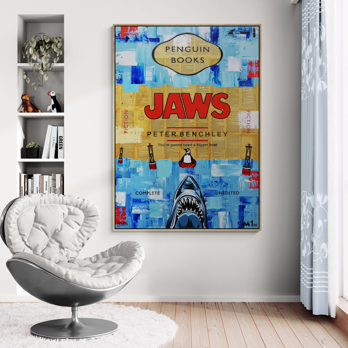 Sharks and Boats 140cm x 100cm Urban Pop Book Club Painting