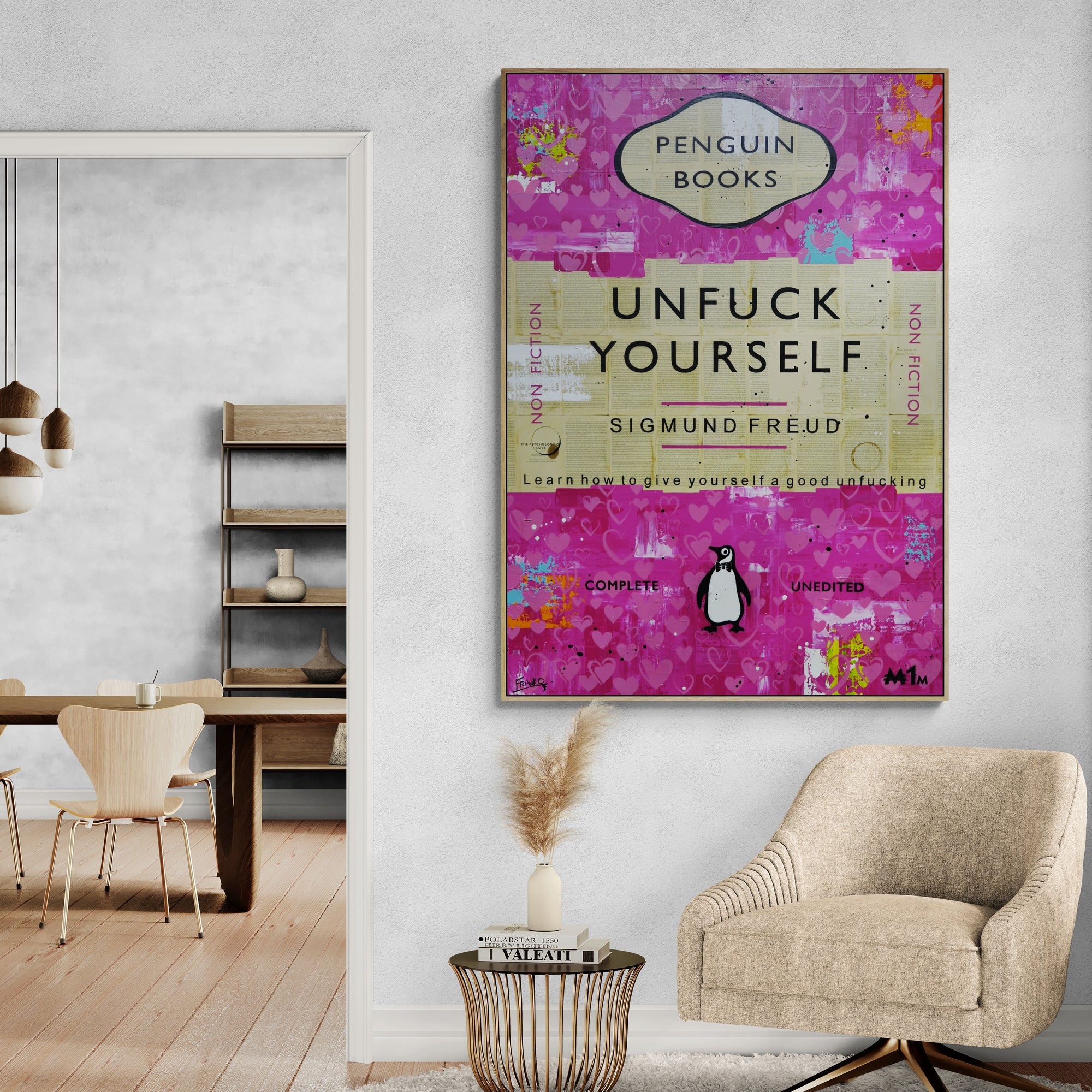 Be Kind to Yourself 140cm x 100cm Cooking Urban Pop Book Club Painting (SOLD)-book club-[Franko_Artist]-[Australian_artist]-[Gold_Coast]-[Brisbane]-[modern]-[contemporary]-[original]-[Large_artwork]-[The_Block]-[Dream_Homes]-[ideas]-[Grand_Designs]-[Art_Lover]-Franklin Art Studio
