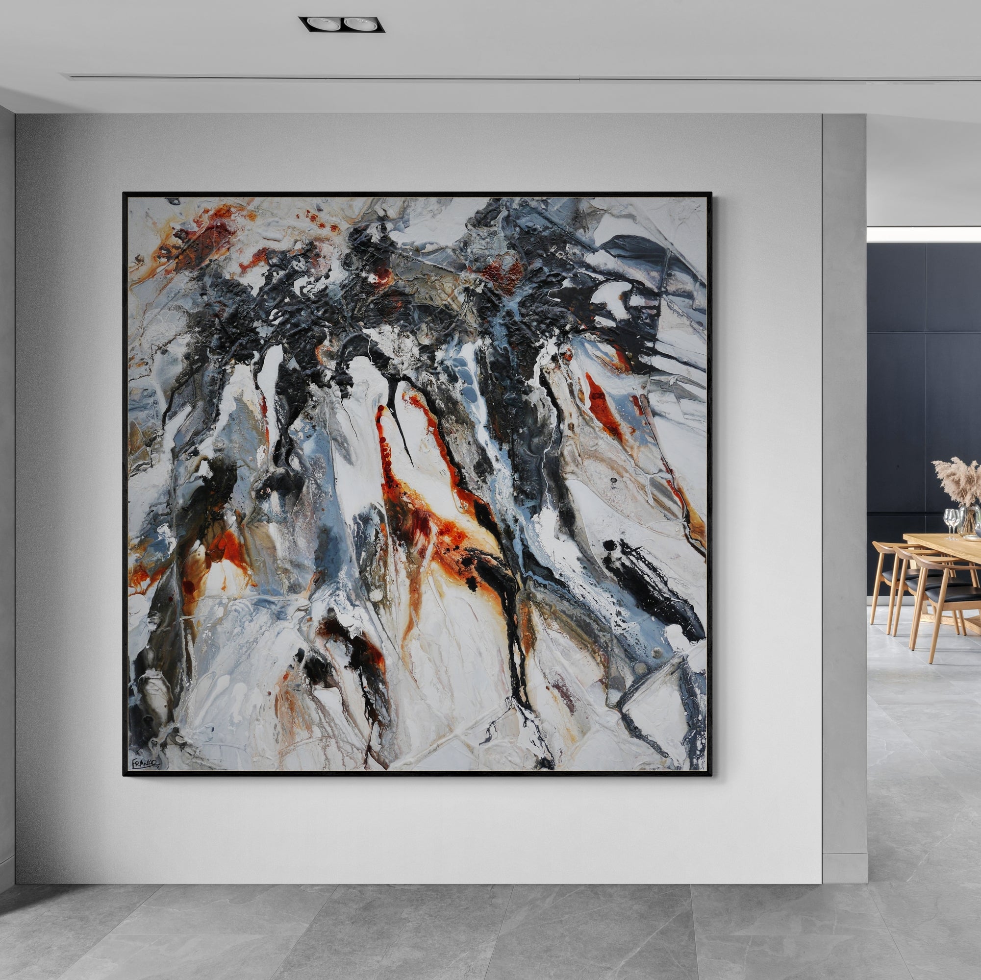 Slated Performance 180cm x 180cm Rustic Textured Abstract Painting (SOLD)-Abstract-[Franko_Artist]-[Australian_artist]-[Gold_Coast]-[Brisbane]-[modern]-[contemporary]-[original]-[Large_artwork]-[The_Block]-[Dream_Homes]-[ideas]-[Grand_Designs]-[Art_Lover]-Franklin Art Studio