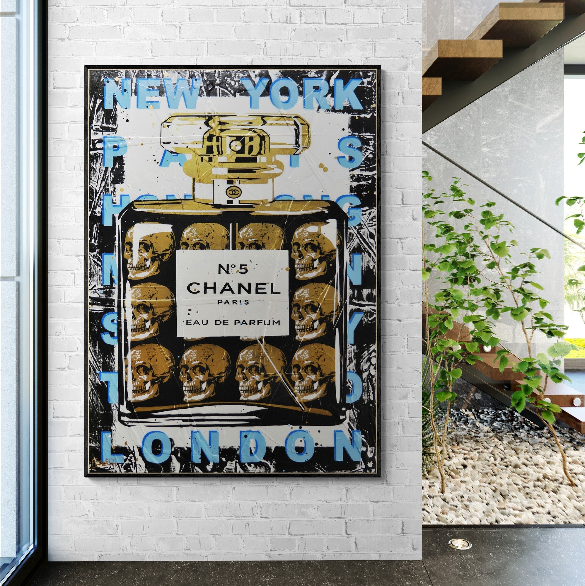 Fragrances and Skulls 140cm x 100cm Perfume Bottle Textured Urban Pop Art Painting