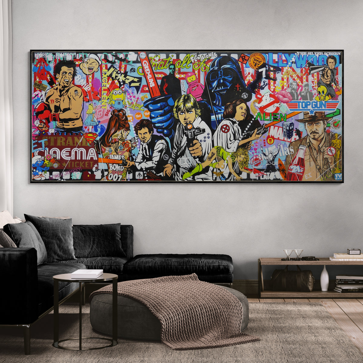 Cinematic Fusion 240cm x 100cm Textured Urban Pop Art Painting