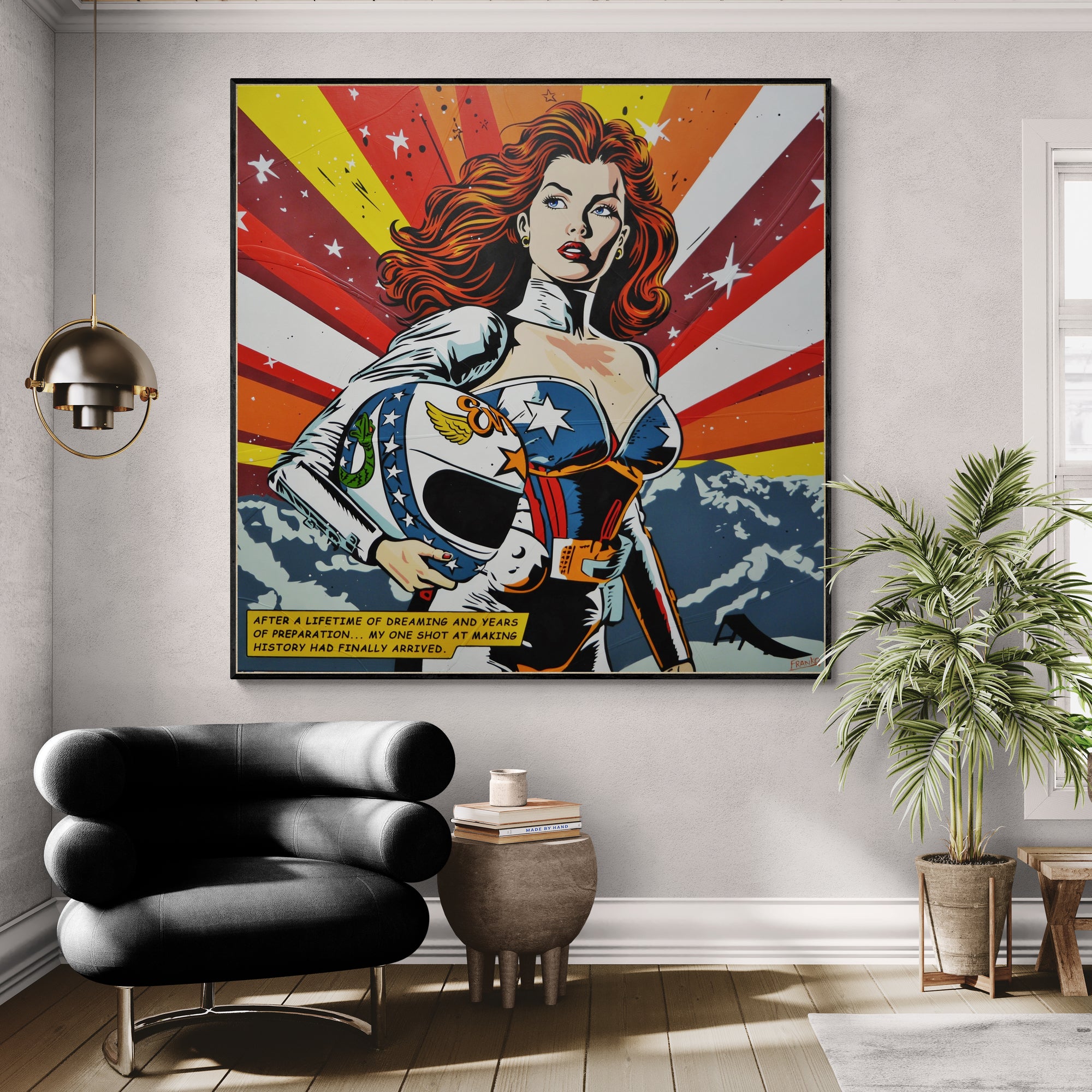The Jump 150cm x 150cm Stunt Devil Textured Classic Pop Art Painting