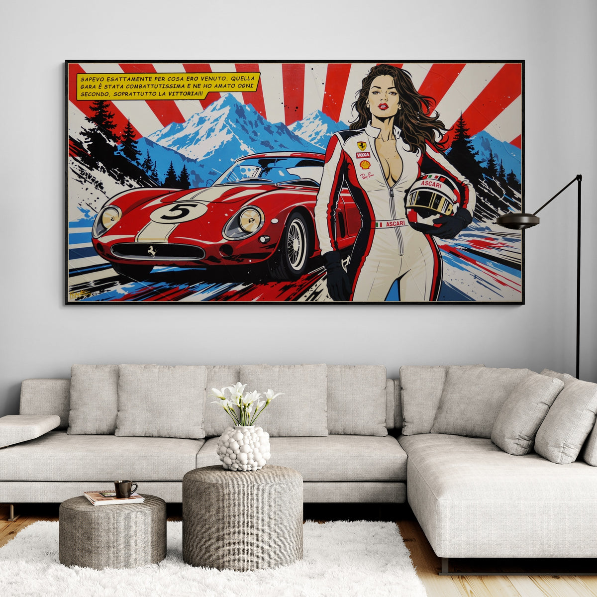 Red Horses 190cm x 100cm Ferrari Classic Pop Art Painting