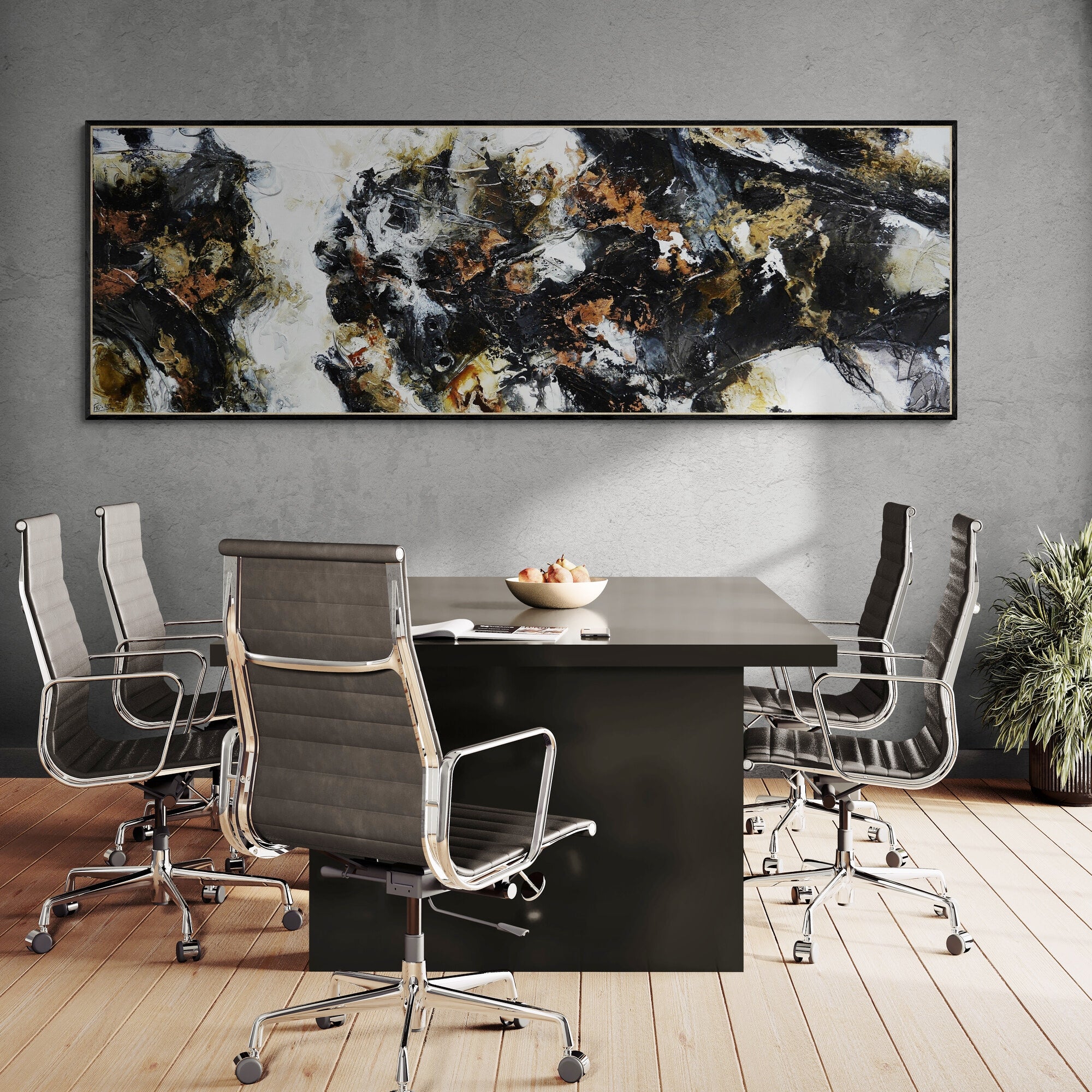 update alt-text with template Black Theory 295cm x 100cm Black & Copper Textured Abstract Painting-Abstract-[Franko_Artist]-[The_Block]-[Dream_Homes]-[ideas]- [Grand_Designs]-Franklin Art Studio