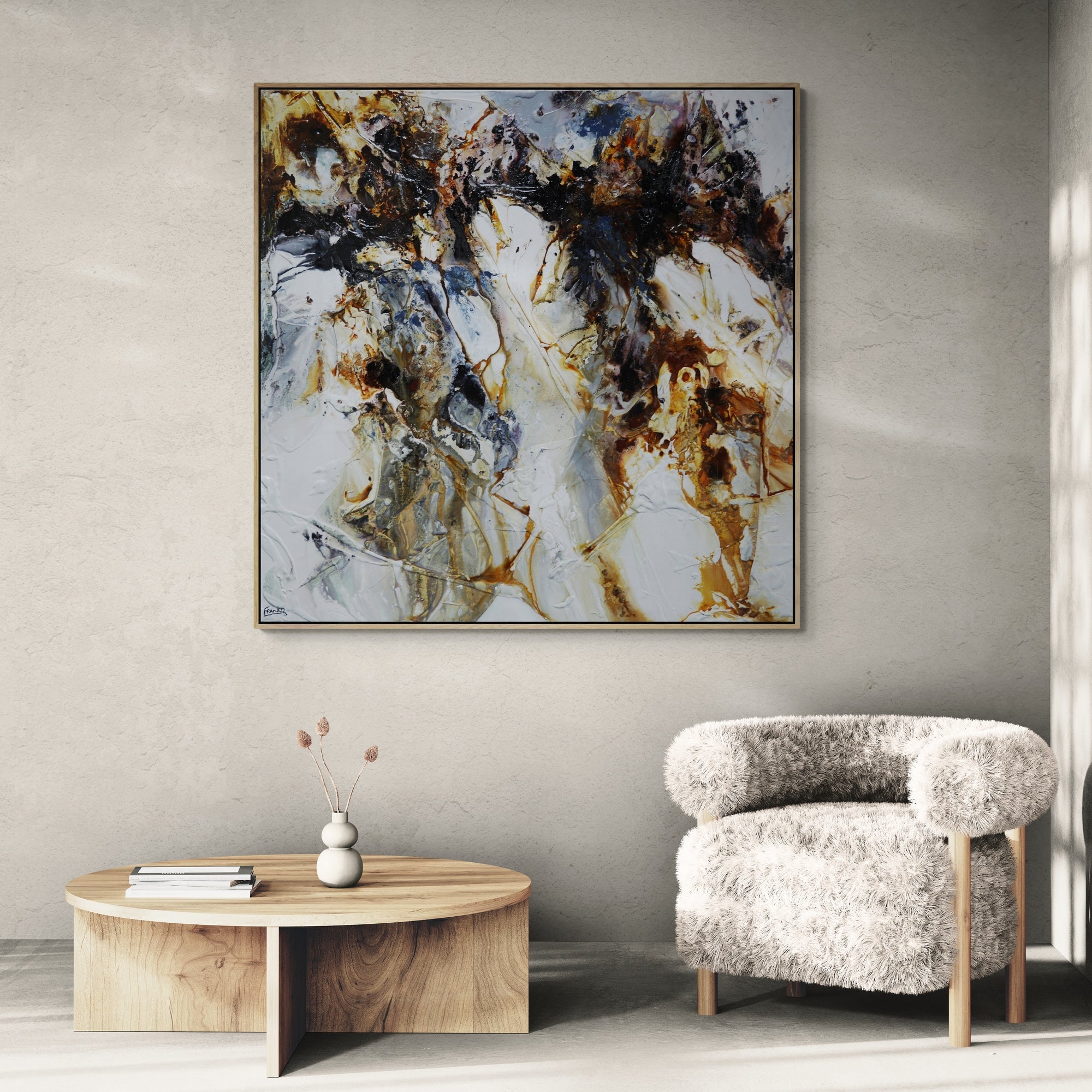 Slated Nara 150cm x 150cm Textured Abstract Painting