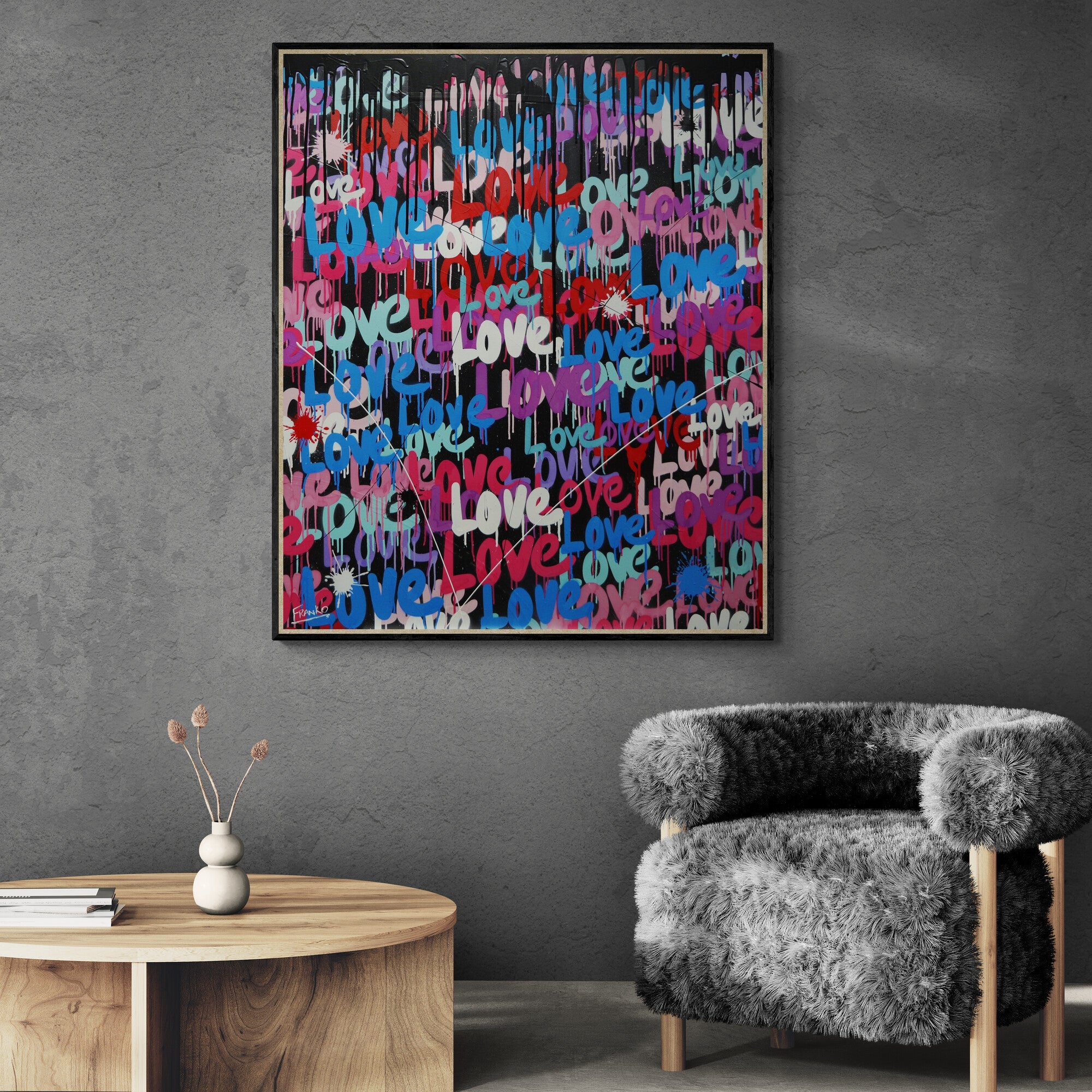 Lovescape 100cm x 120cm Textured Urban Pop Art Painting