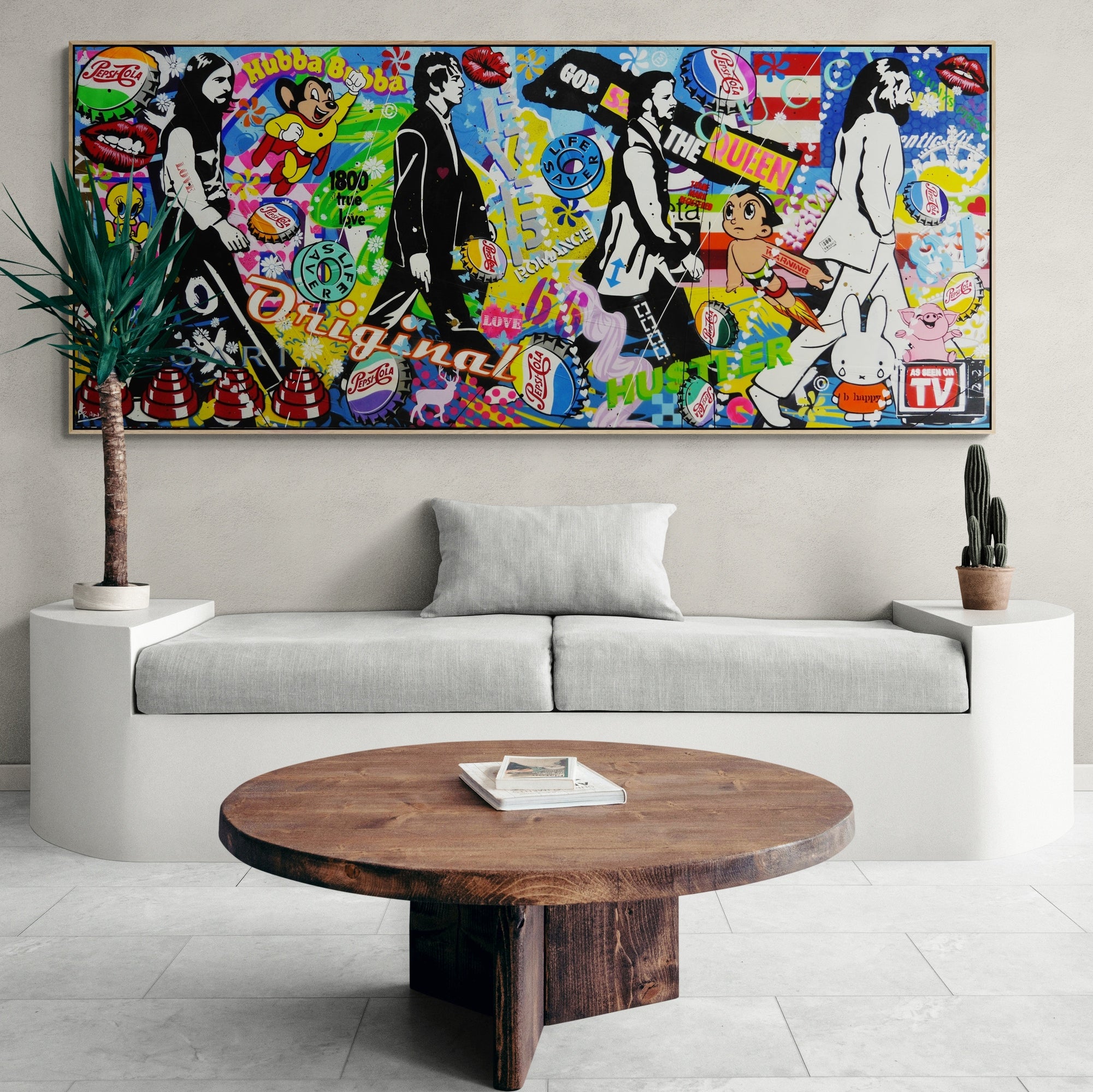 Love Love Love ... 240cm x 100cm The Beatles Textured Urban Pop Art Painting (SOLD)-Urban Pop Art-[Franko_Artist]-[The_Block]-[Dream_Homes]-[ideas]-[Grand_Designs]-[Art_Lover]-Franklin Art Studio