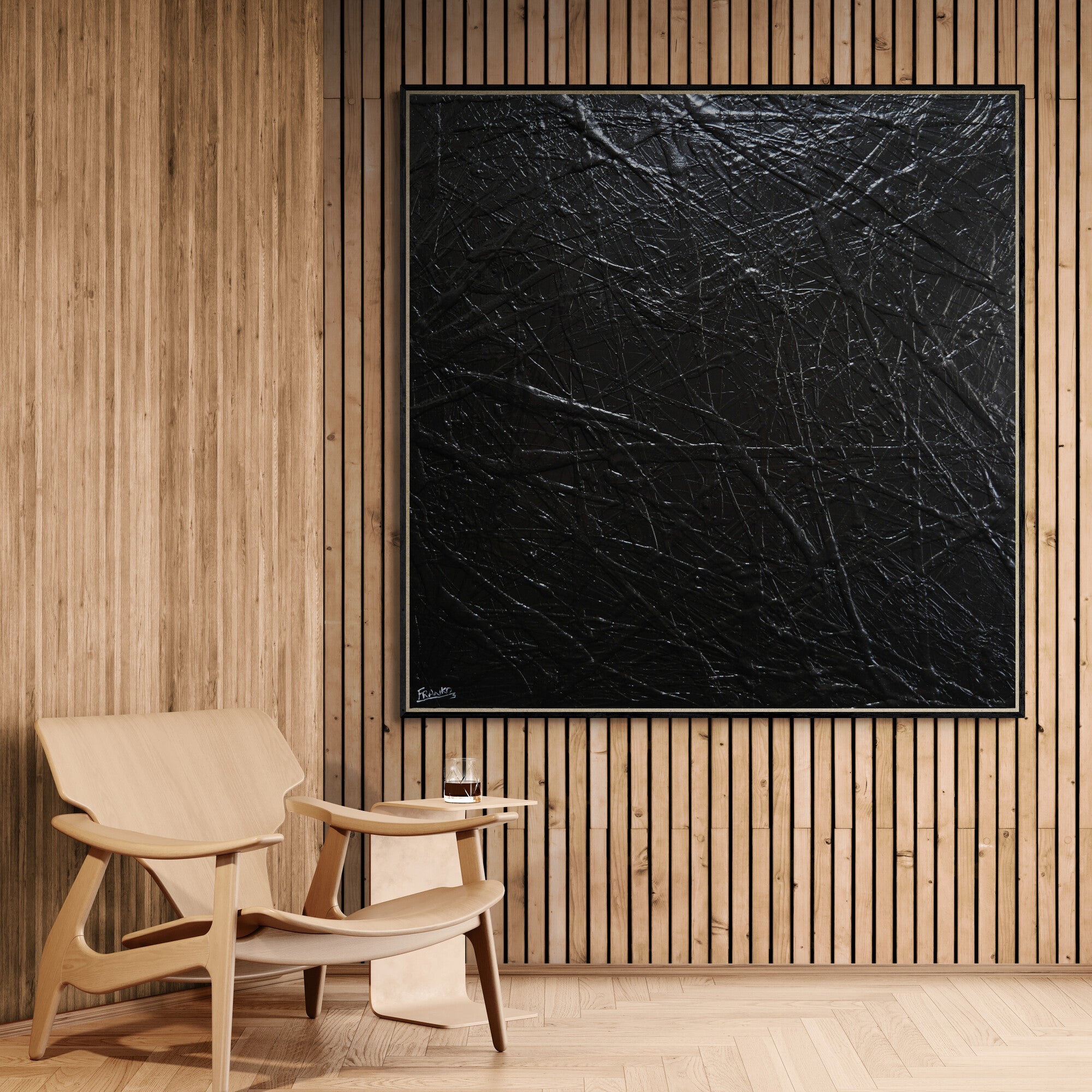 Wicked Ways 145cm x 145cm Black Textured Abstract Painting