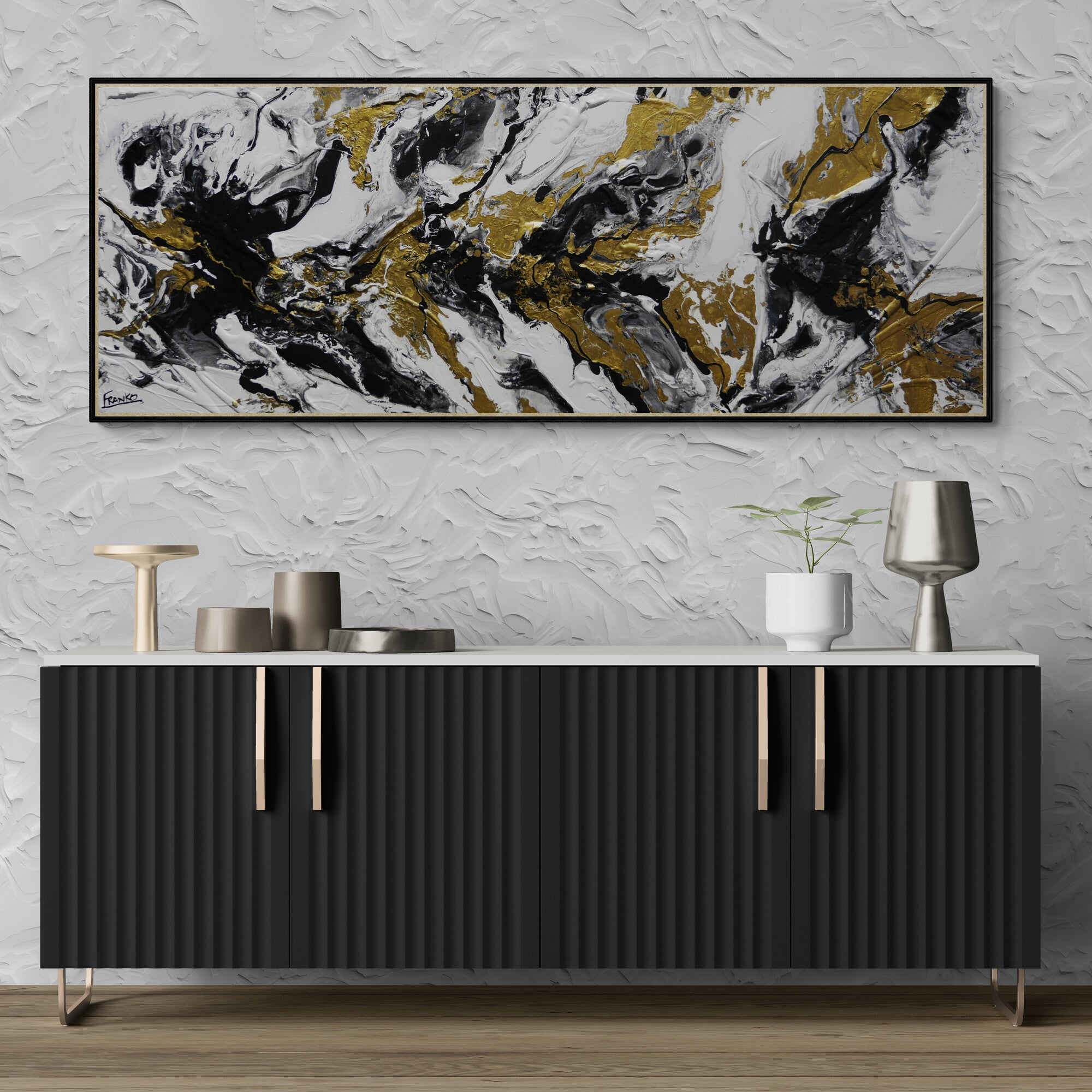 Golden Hedge 160cm x 60cm Textured Abstract Painting