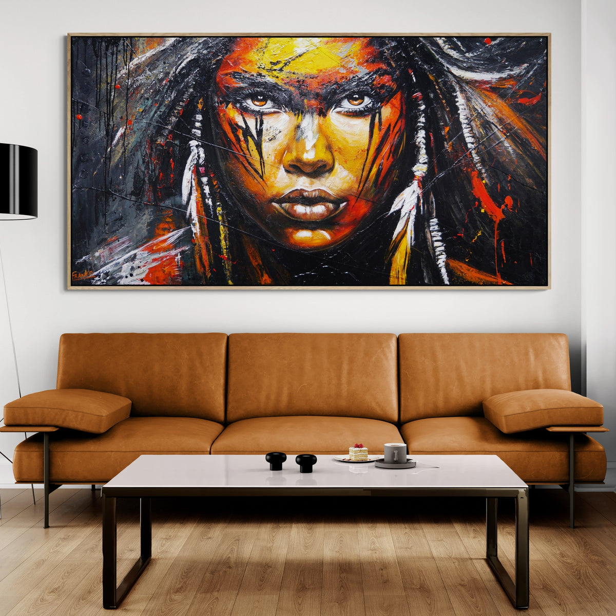 Onyx 190cm x 100cm FRAMED Warrior Abstract Realism Textured Painting
