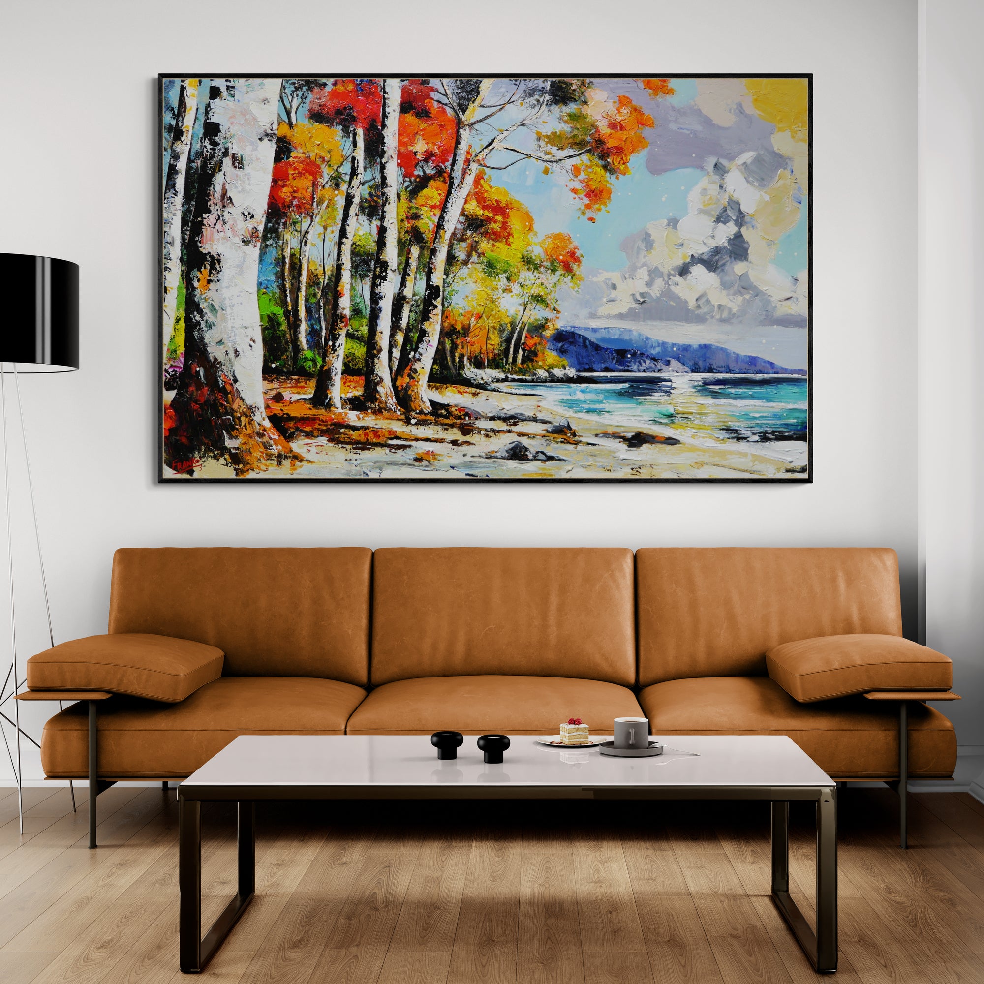 Paradise Beach 160cm x 100cm FRAME INC Australian Beach Landscape Abstract Realism Textured Painting