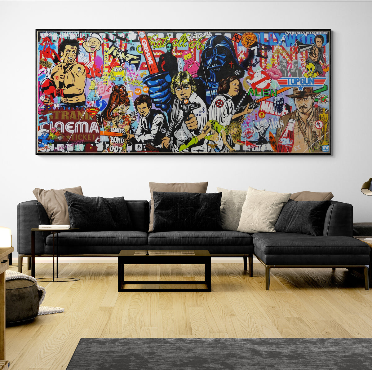 Cinematic Fusion 240cm x 100cm Textured Urban Pop Art Painting