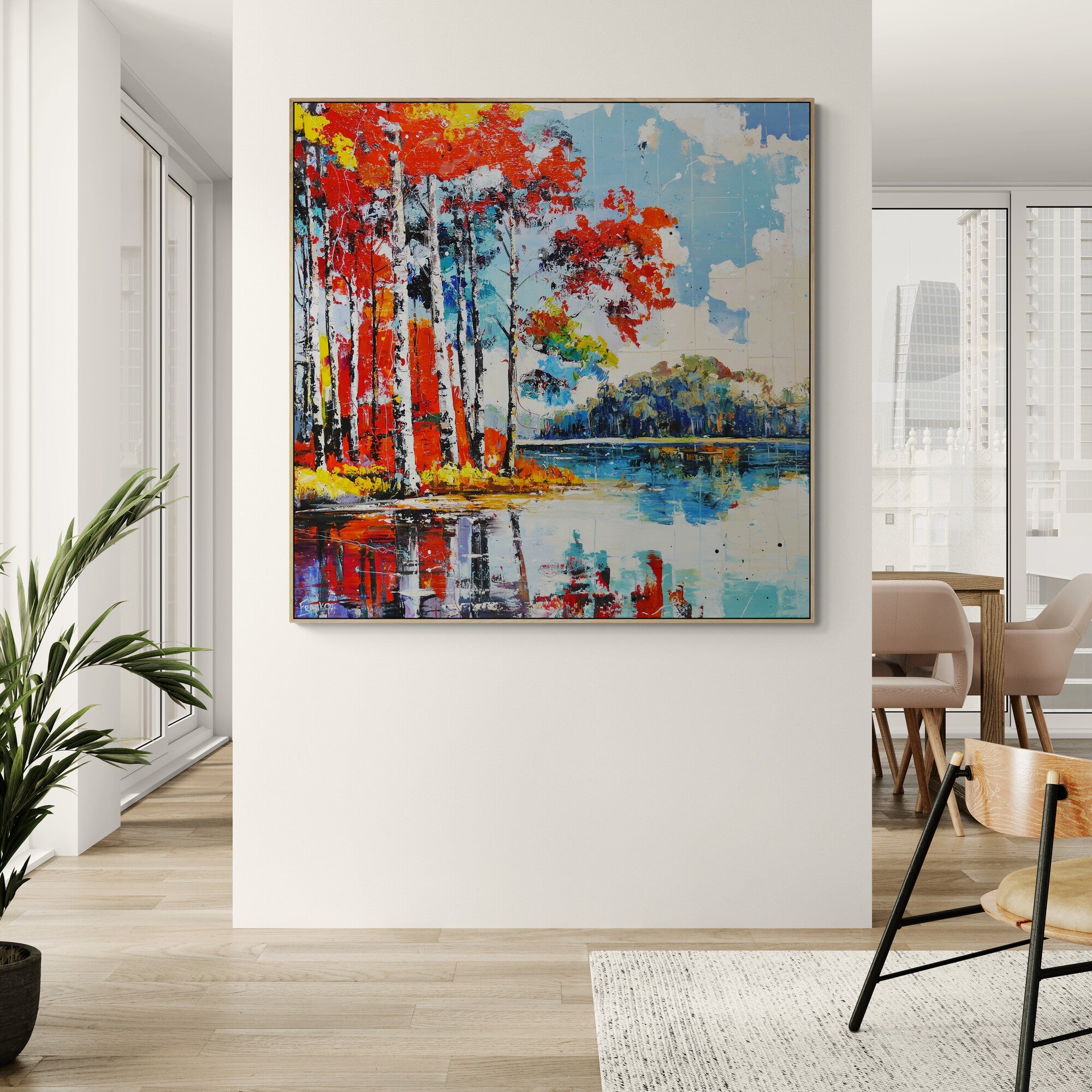 Forestry 120cm x 120cm Framed Landscape Textured Abstract Realism Painting (SOLD)-abstract realism-[Franko_Artist]-[Australian_artist]-[Gold_Coast]-[Brisbane]-[modern]-[contemporary]-[original]-[Large_artwork]-[The_Block]-[Dream_Homes]-[ideas]-[Grand_Designs]-[Art_Lover]-Franklin Art Studio