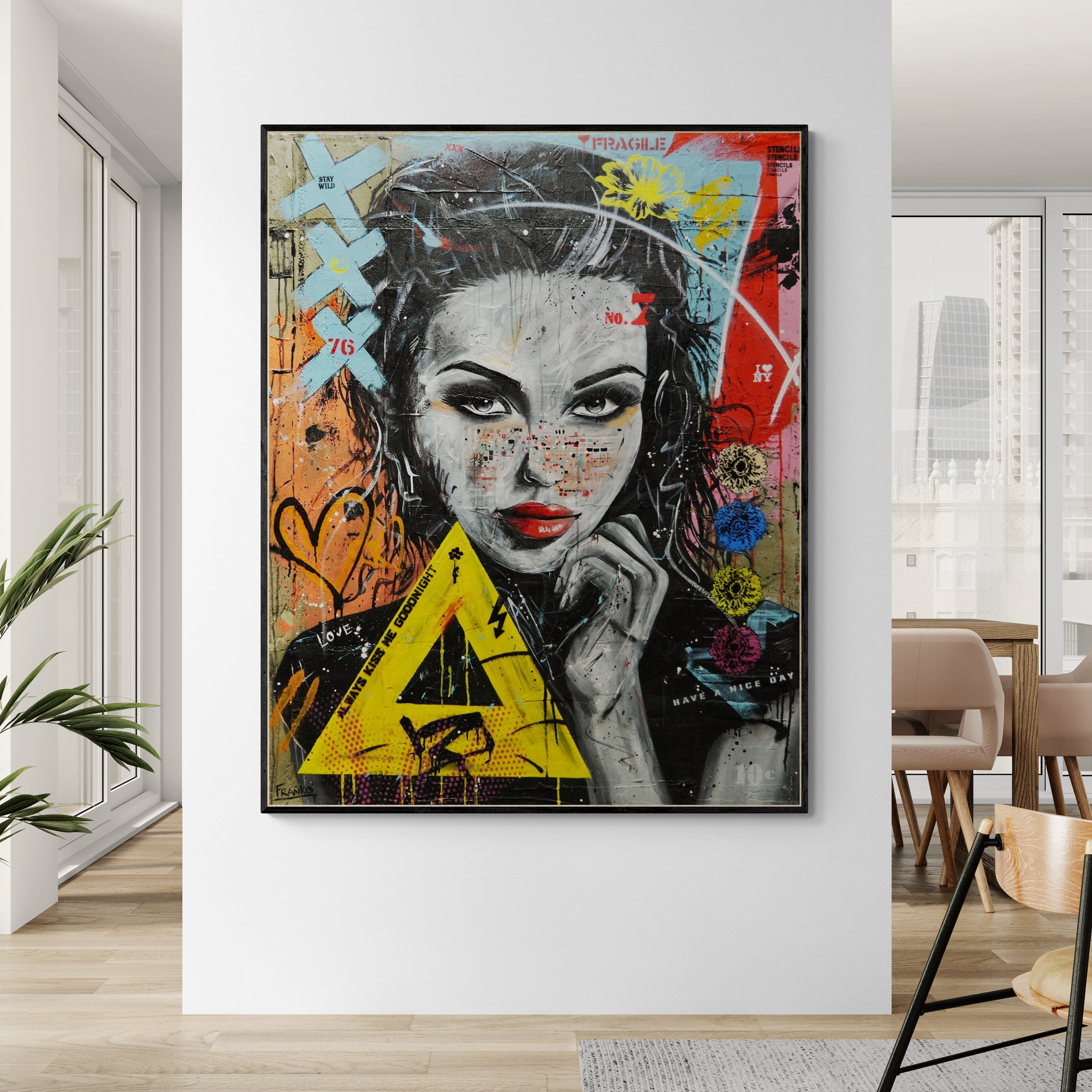 Rebel Rebel 120cm x 150cm Industrial Concrete Textured Urban Pop Art Painting