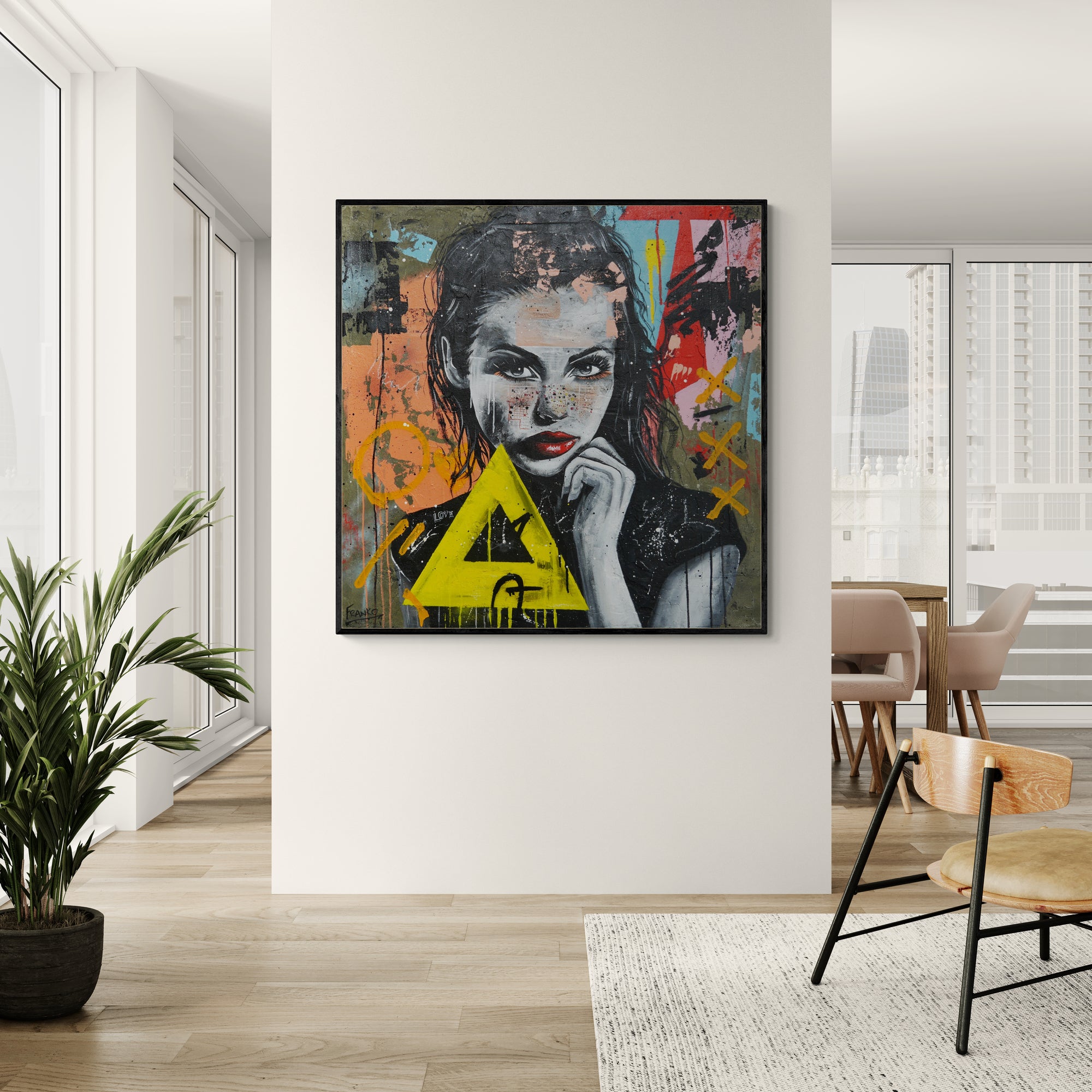 update alt-text with template Jocelyn 90cm x 90cm Framed Sexy Concrete Textured Street Art Painting (SOLD)-concrete-[Franko_Artist]-[Australian_artist]-[Gold_Coast]-[Brisbane]-[modern]-[contemporary]-[original]-[Large_artwork]-Franklin Art Studio