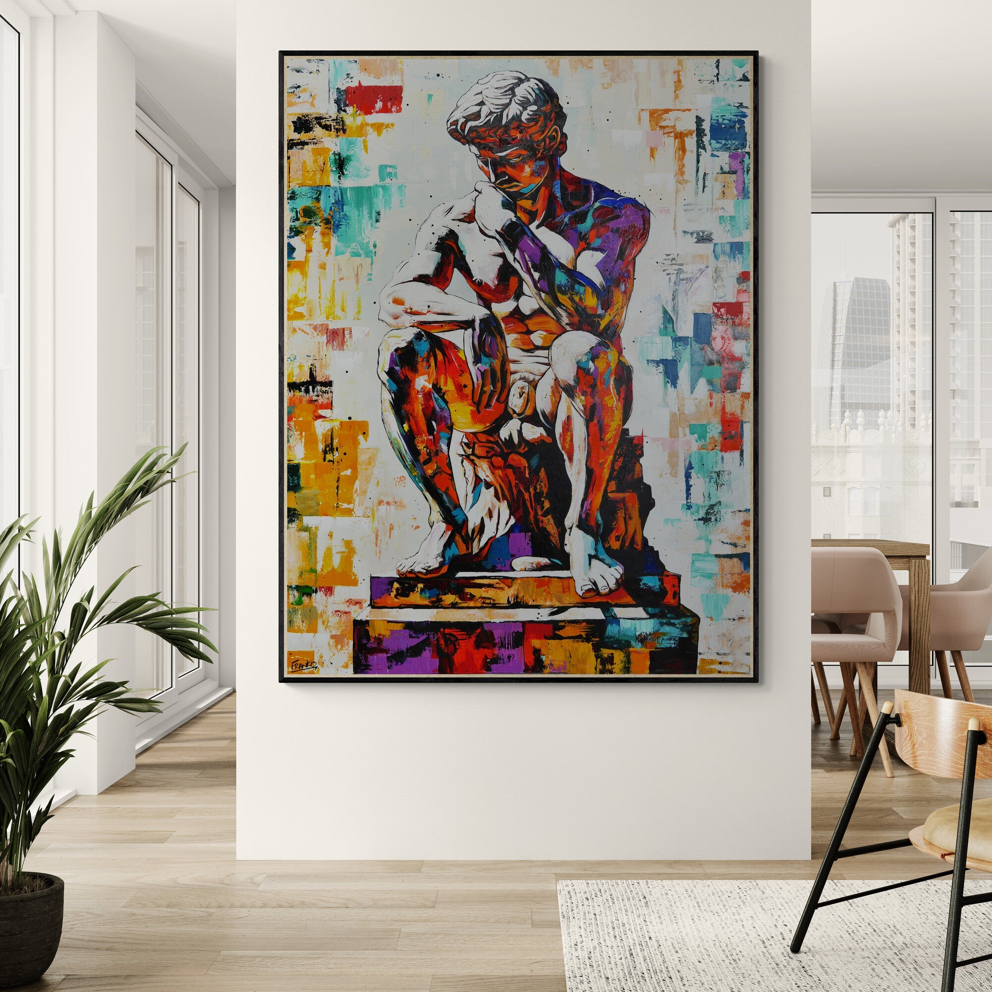 Thought 140cm x 180cm Statue Textured Abstract Realism Painting (SOLD)-abstract realism-[Franko_Artist]-[Australian_artist]-[Gold_Coast]-[Brisbane]-[modern]-[contemporary]-[original]-[Large_artwork]-[The_Block]-[Dream_Homes]-[ideas]-[Grand_Designs]-[Art_Lover]-Franklin Art Studio