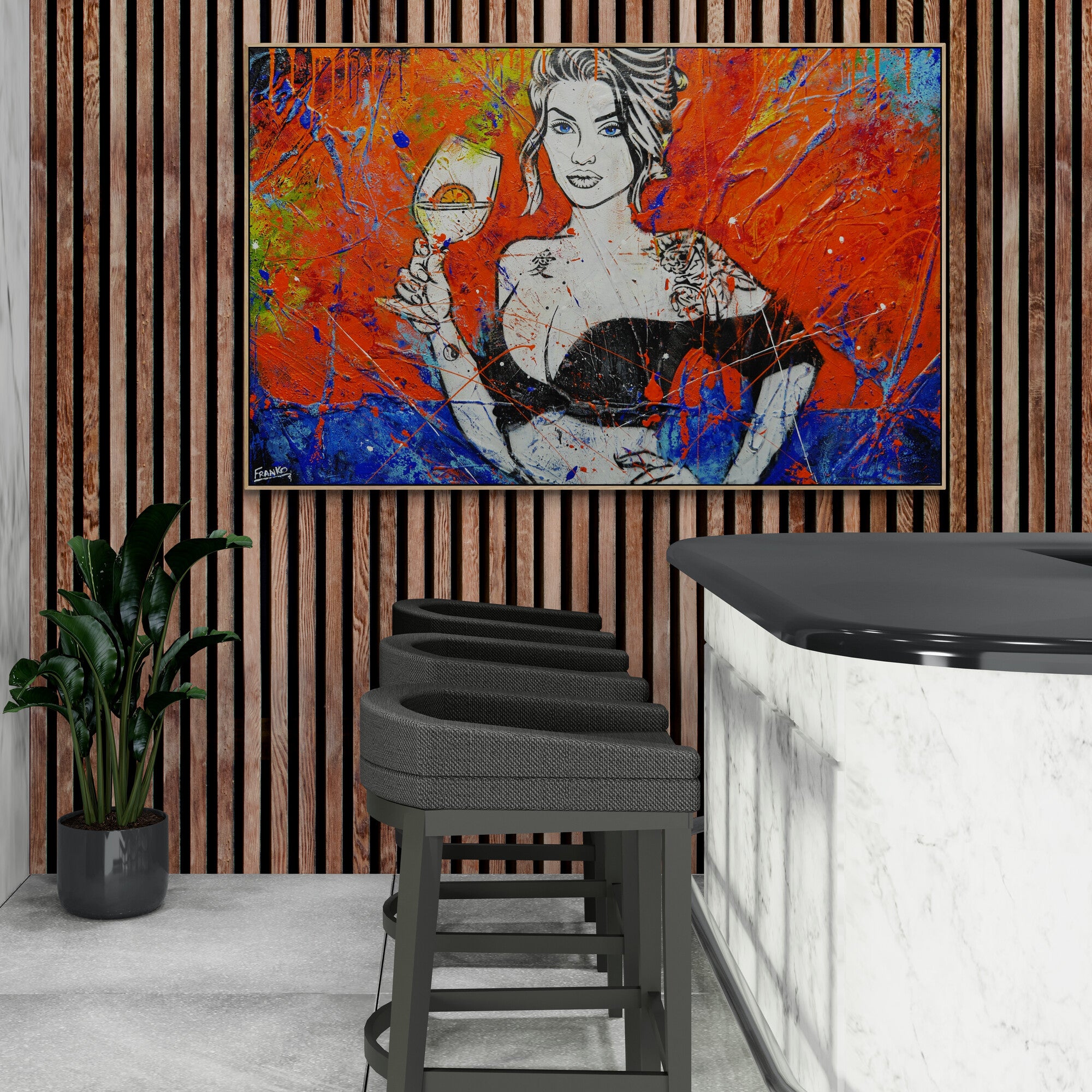 Sangria 160cm x 100cm Sexy Textured Street Art Painting (SOLD)-Urban Pop Art-[Franko_Artist]-[Australian_artist]-[Gold_Coast]-[Brisbane]-[modern]-[contemporary]-[original]-[Large_artwork]-[The_Block]-[Dream_Homes]-[ideas]-[Grand_Designs]-[Art_Lover]-Franklin Art Studio