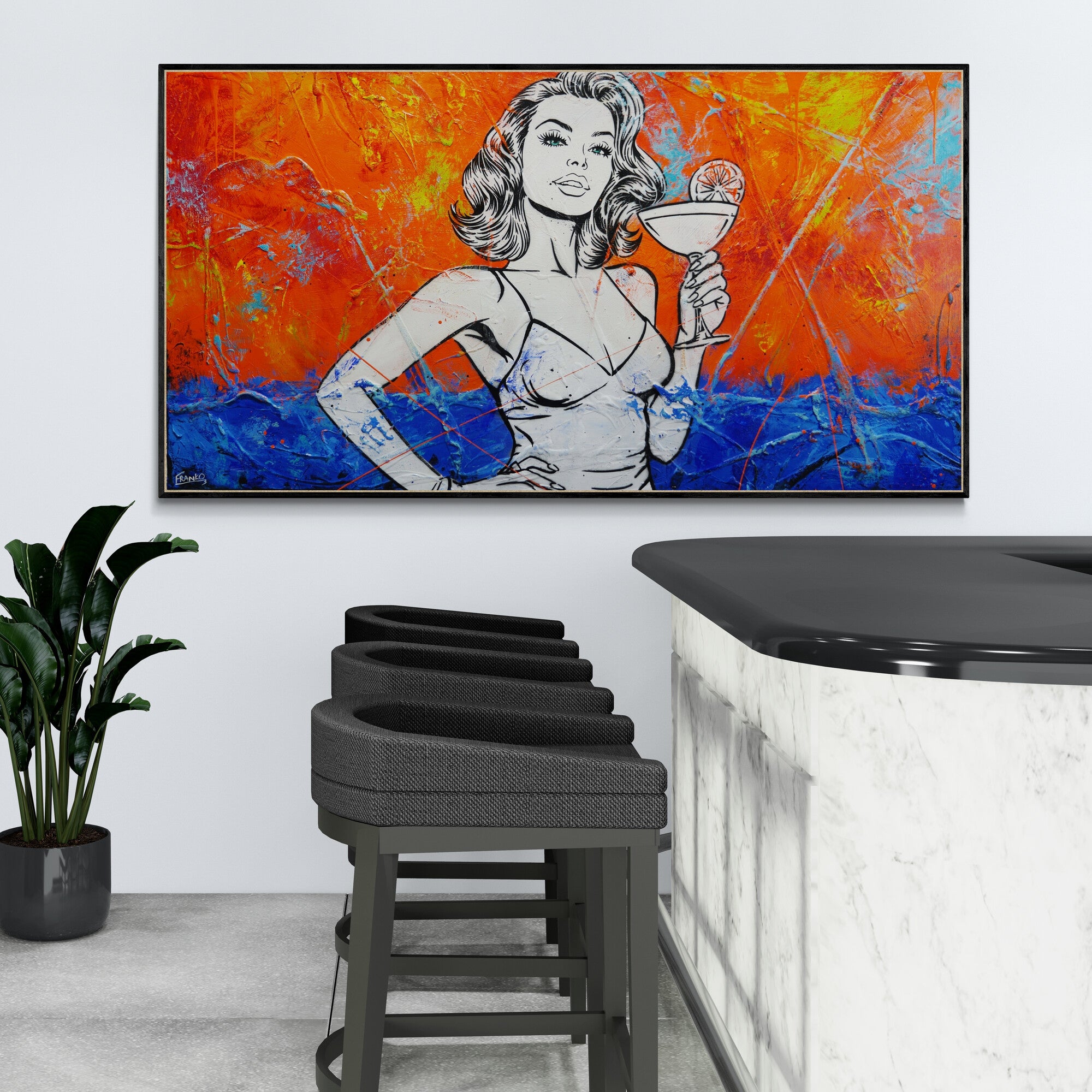 Salud!!! 190cm x 100cm Cocktails Textured Urban Pop Art Painting