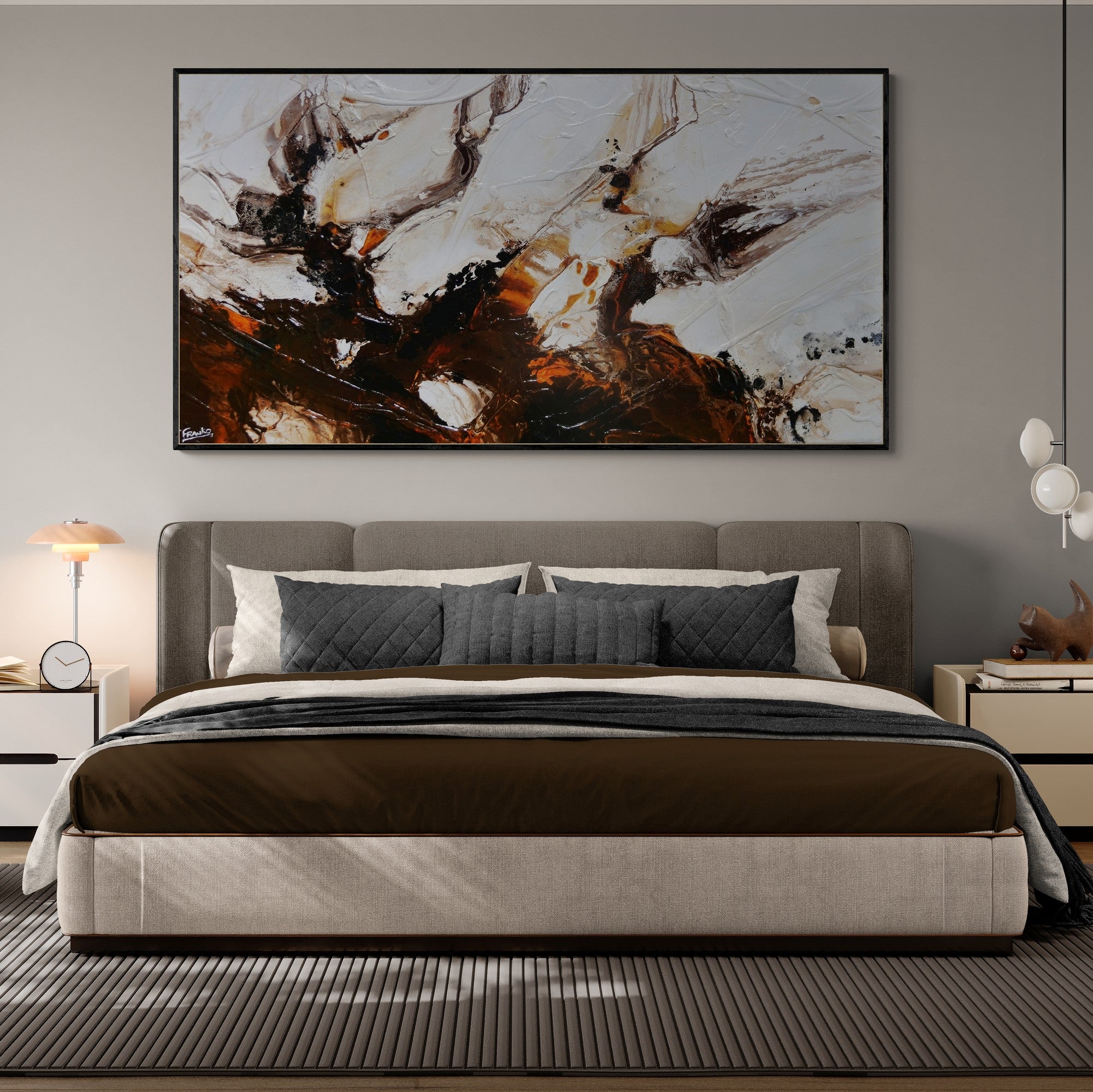 Ignition 190cm x 100cm White Rust Black Textured Abstract Painting (SOLD)