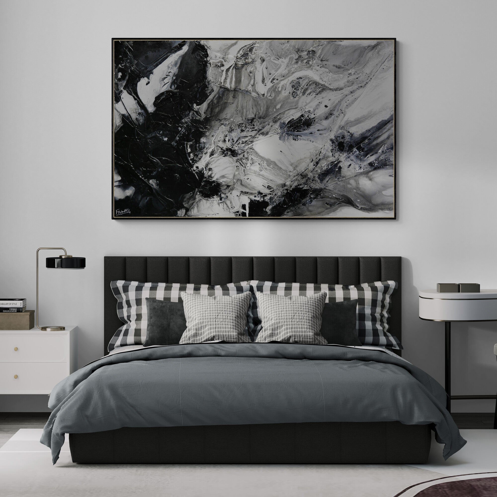 Black Universe 160cm x 100cm Black Grey White Textured Abstract Painting (SOLD)-Abstract-[Franko_Artist]-[Australian_artist]-[Gold_Coast]-[Brisbane]-[modern]-[contemporary]-[original]-[Large_artwork]-[The_Block]-[Dream_Homes]-[ideas]-[Grand_Designs]-[Art_Lover]-Franklin Art Studio